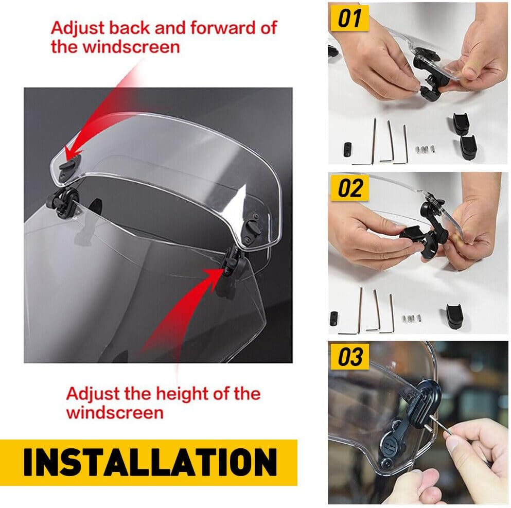 Motorcycle Motorbike Clip on Windshield Wind Screen Deflector Extension Spoiler image number 1