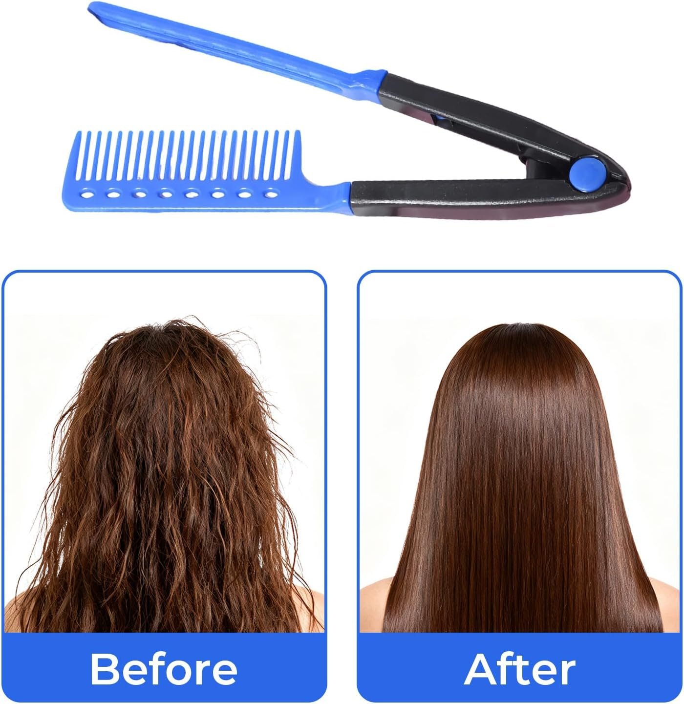 Tzylomirx 2 Pcs Straightening Comb Hair Styling Comb, Flat Straightening Iron Comb for DIY Salon Styling, V-Shaped Straight Comb (2 Colors) image number 2