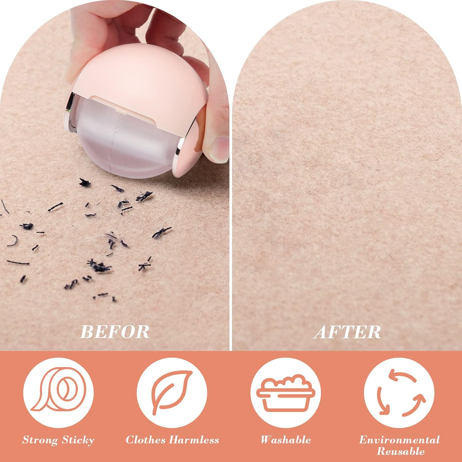 2Pcs Washable Reusable Lint Roller Ball for Pet Hair, Travel Size Gel Lint Roller for Hair Remover, Clothes, Furniture, Carpet, Sticky Cleaner image number 5