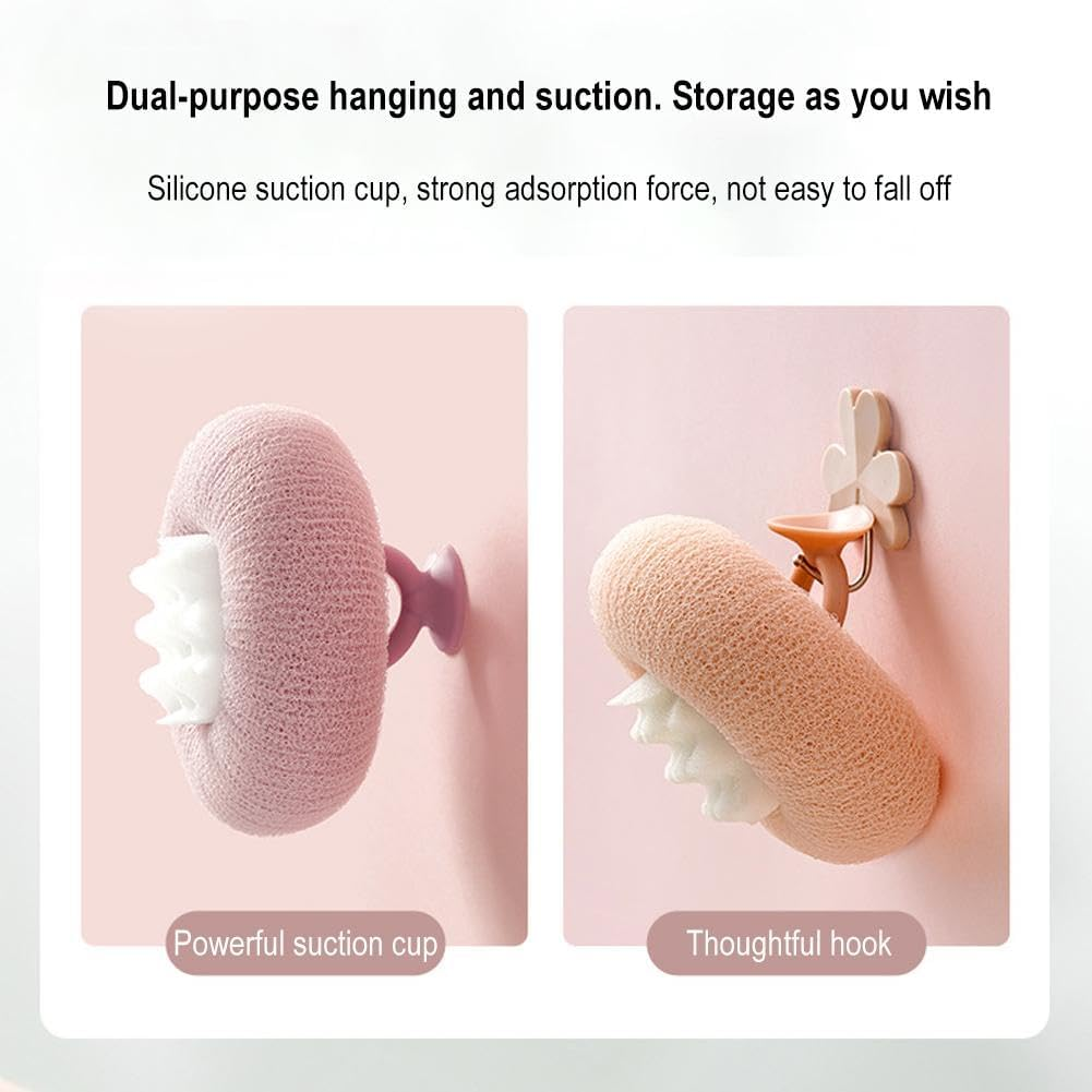 2-In-1 Sunflower Bath Ball Super Soft Sunflower Suction Cup Bath Ball Exfoliating Bath Sponge Cleaning Brush with Suction Cup Shower Sponges Bath Sponges Back Scrubber Shower Puffs for Women Men Green image number 1