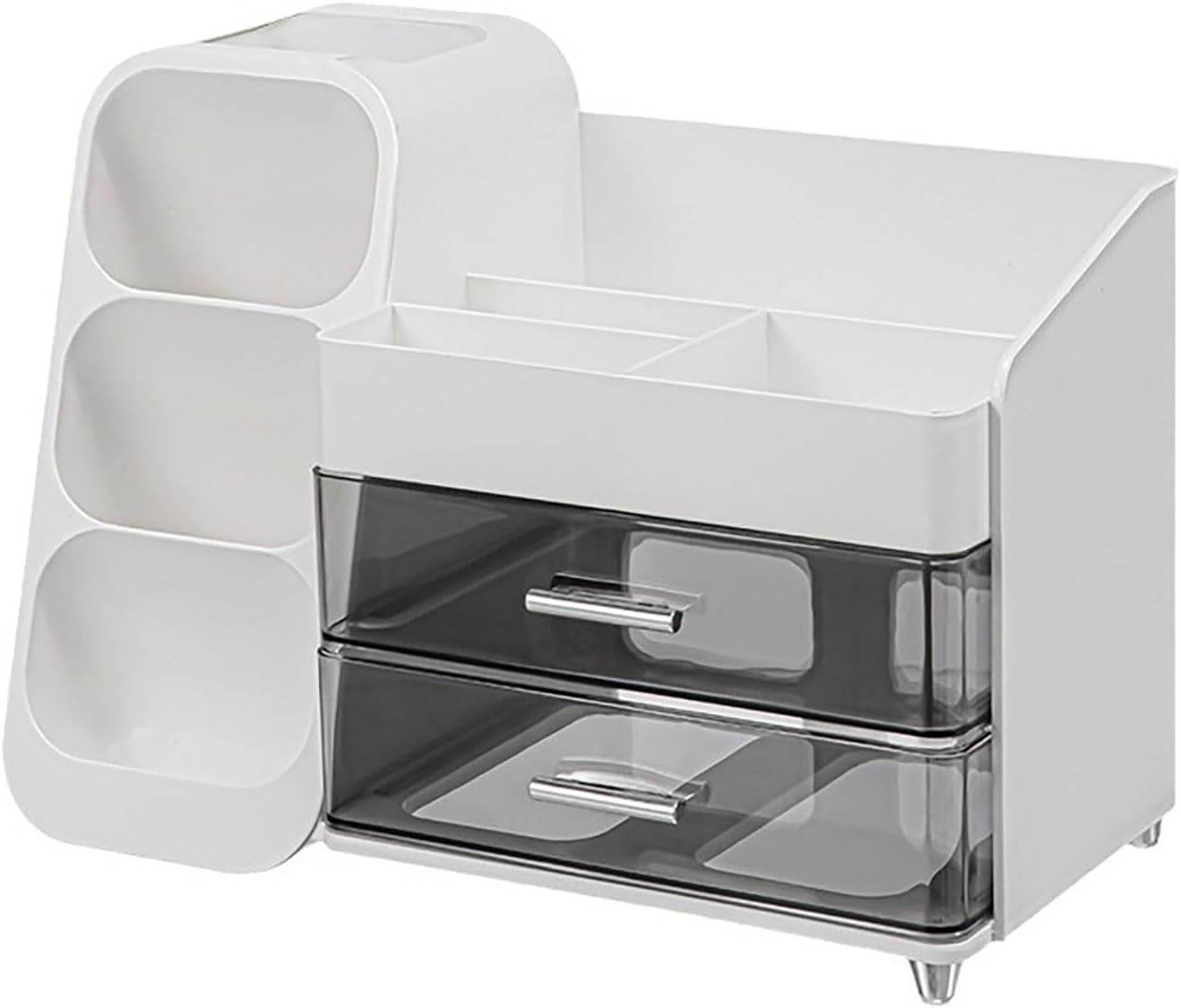 SYGELER Makeup Organizer with Drawers, Brush Holder, Bathroom Vanity, Storage and Organizing Box, White Skincare and Beauty Tool Storage Box image number 6