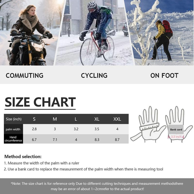 KEGECOL Winter Gloves for Men Women, Waterproof Warm Ski Gloves for Cold Weather, Touch Screen, Running Driving Cycling image number 3