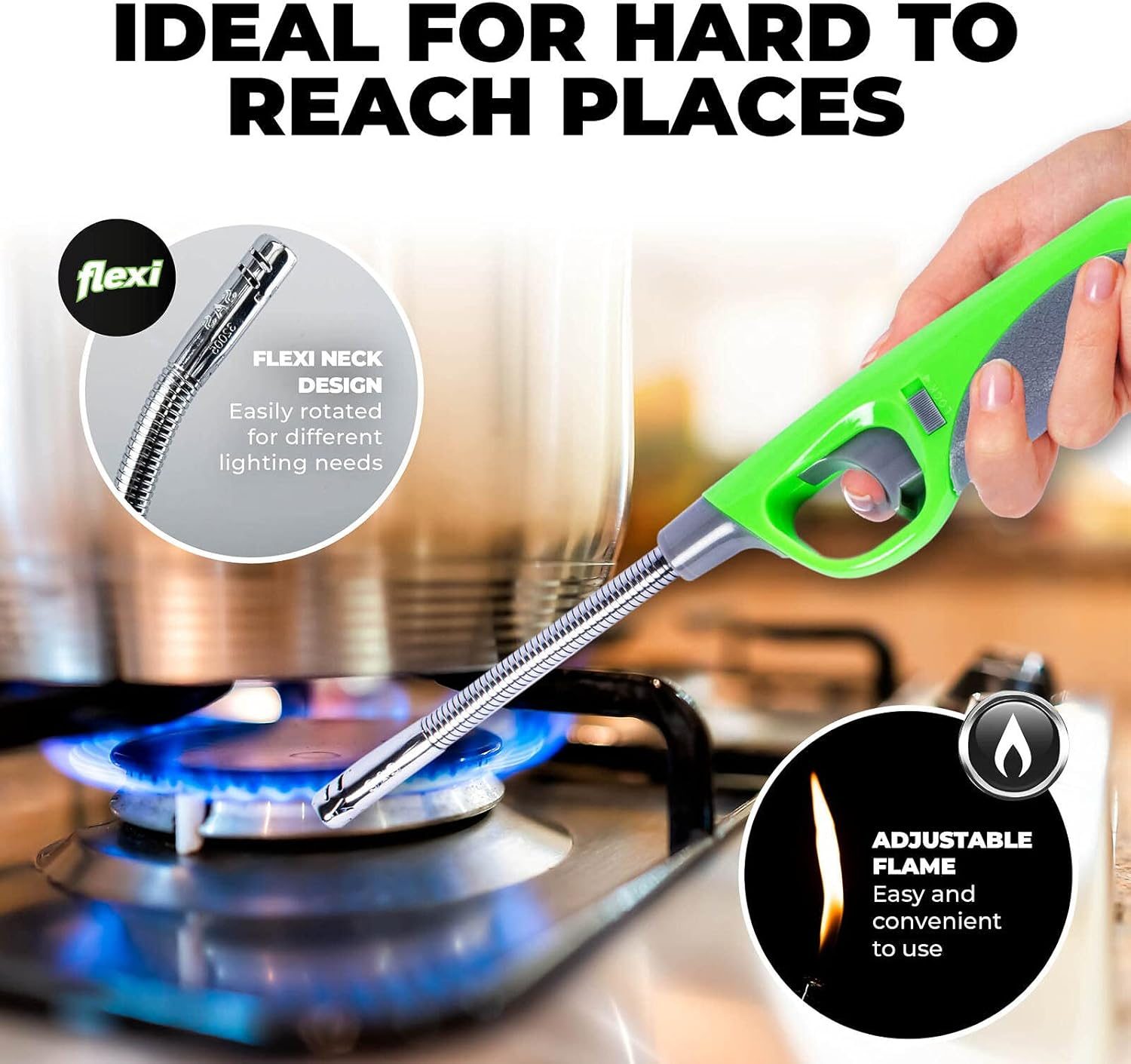 Home Master 4PCE Flexible Gas Lighter Bend and Stretch Refillable Safety Lock image number 3