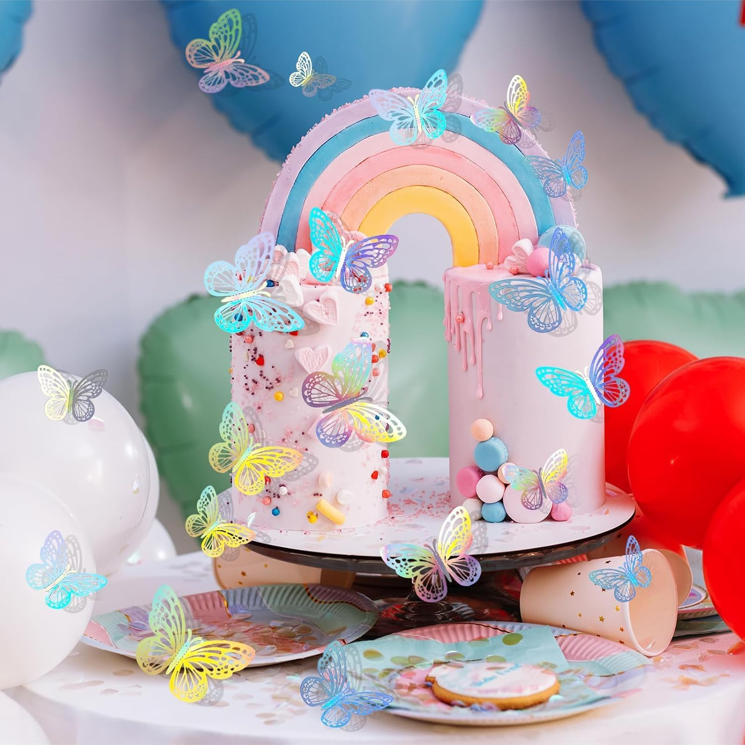 72Pcs 3D Removable Butterfly Wall Stickers with Dot Glue for Nursery, Bedroom & Baby Girl Room Decor for Birthday