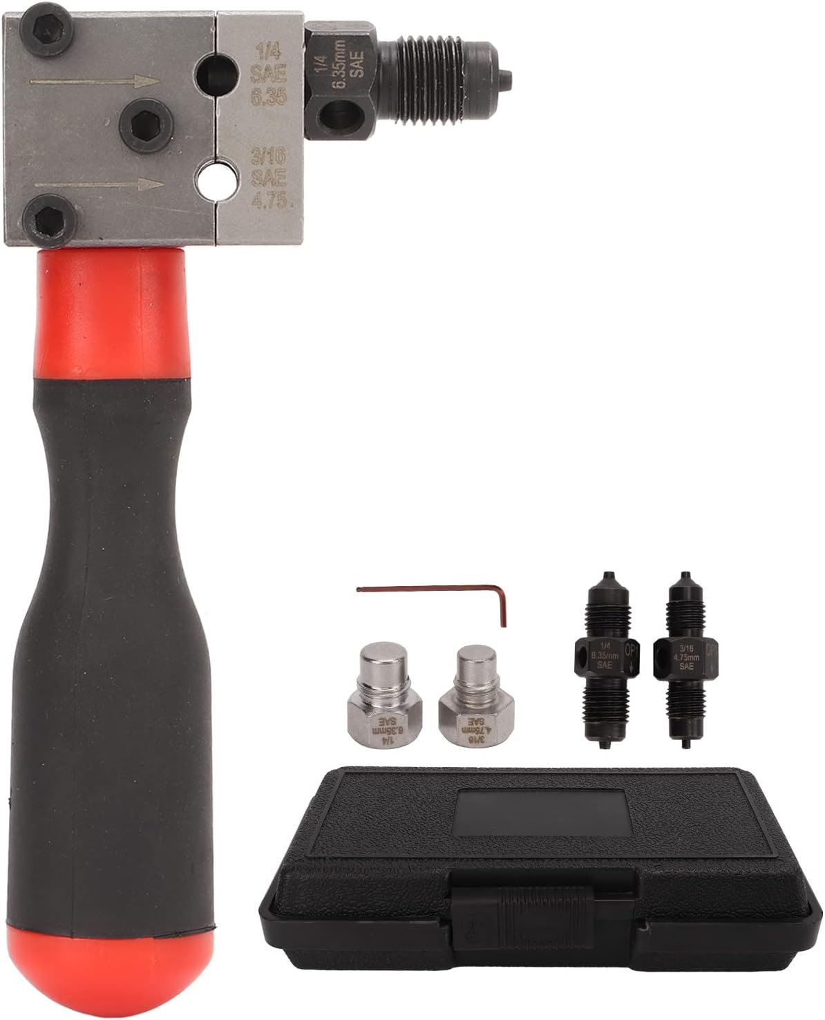 3/16 1/4Inch Brake Line Repair Kit, Inverted Double Flaring Tool, Double & Single Brake Line Flaring Tool Kit with Hard Plastic Case image number 1