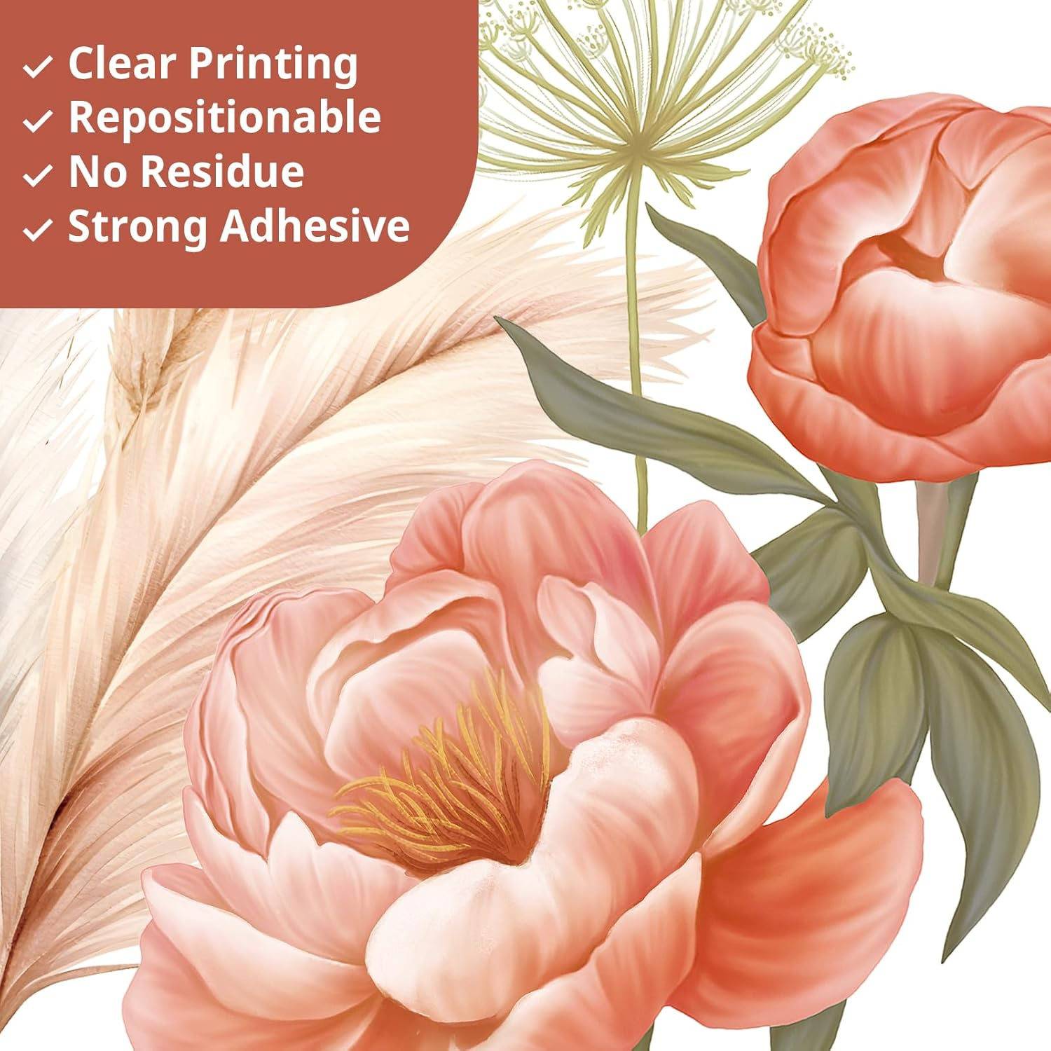 DECOWALL SG2-2507 Boho Large Flowers Wall Stickers Peel and Stick Removable Floral Decals Nursery Bedroom Garden Decor Blossom image number 6