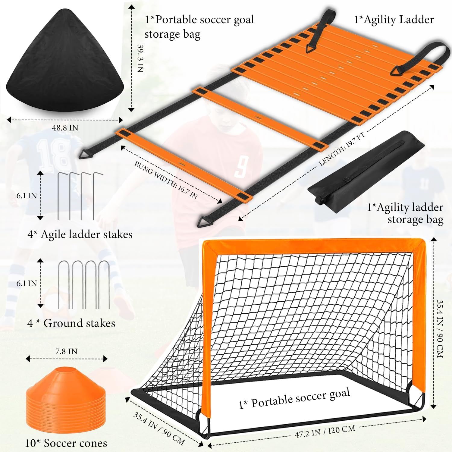 Soccer Goal Set 4'X 3' Portable Training Soccer Goal Soccer Training Equipment for Backyard Lawn,Easy to Assemble Pop up Soccer Set,Foldable Pop-Up Soccer Goals Set for All Ages Gifts image number 6
