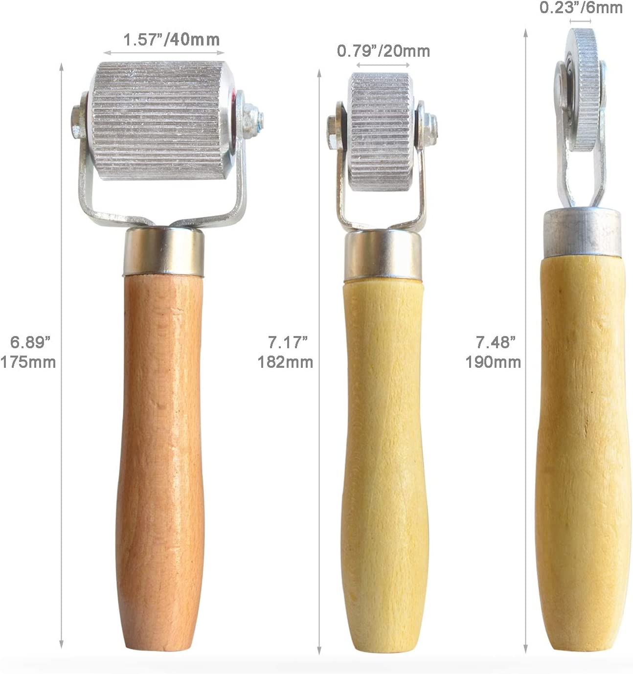 3 Pcs Car Sound Deadening Roller, Sound Noise Proof Insulation Tool, Automotive Sound Deadener Application Installation Metal Roller with Wooden Handle Interior Accessories image number 4