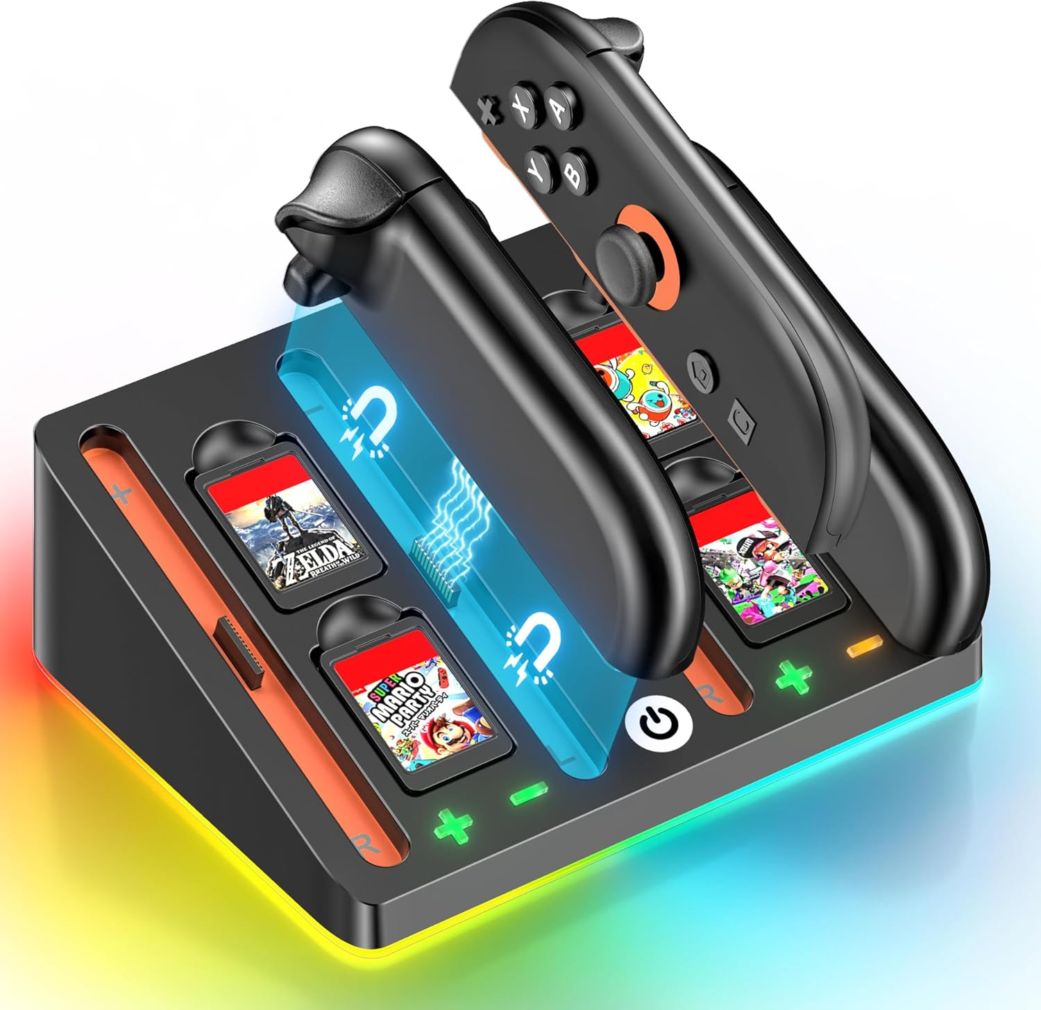 Gersker Switch 2 Controller Charger Dock, RGB Joy Cons Charger with Touch Control Compatible with Nintendo Switch 2, Fast Charging Station for 4 Joy-Cons, 4 in 1 Switch 2 Accessories with USB-C Cable image number 4