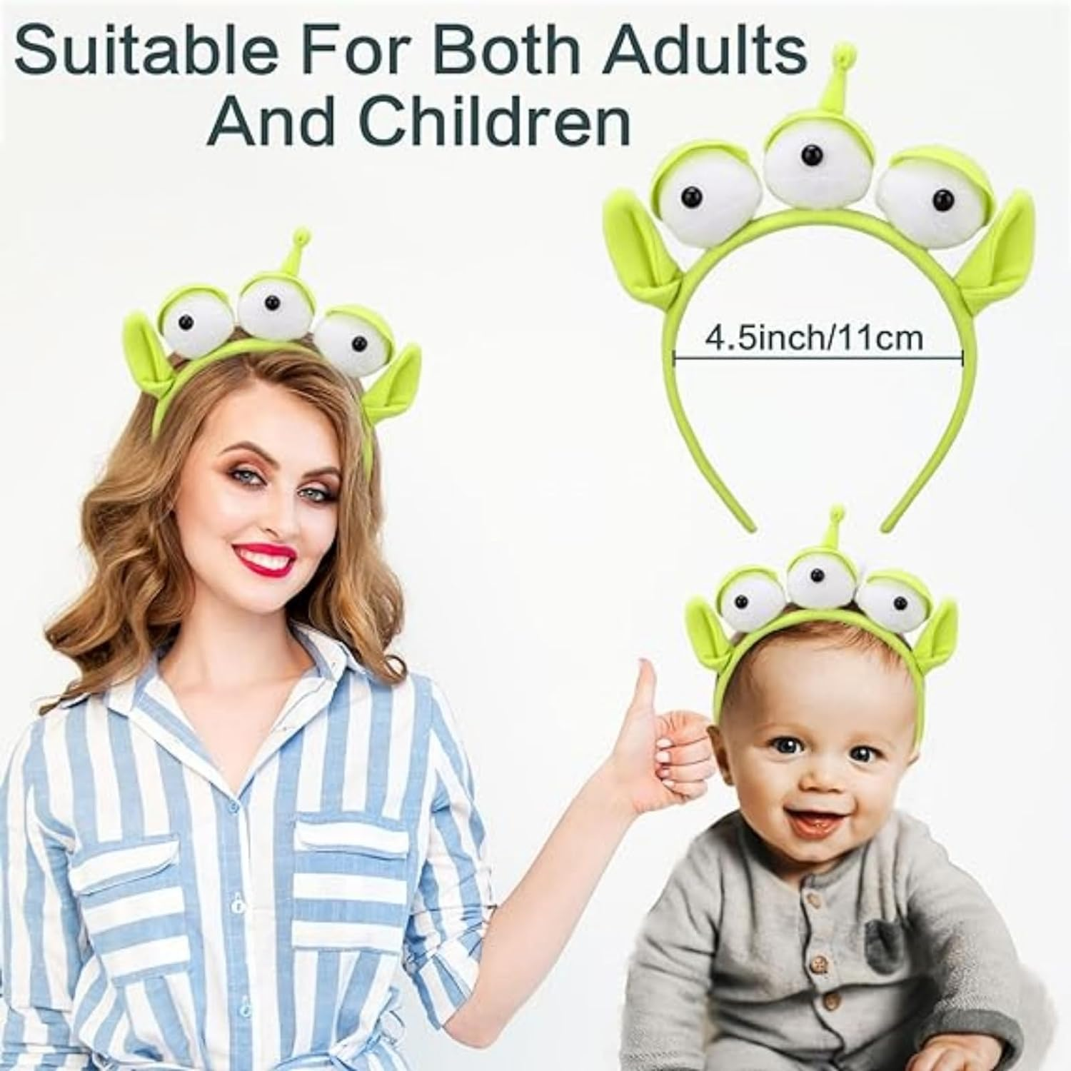 Three-Eyed Alien Monster Headband - Stretchy Cute Eyeball Hair Accessory for Themed Party, Cosplay, Halloween - Fun Costume for Girls and Kids image number 1