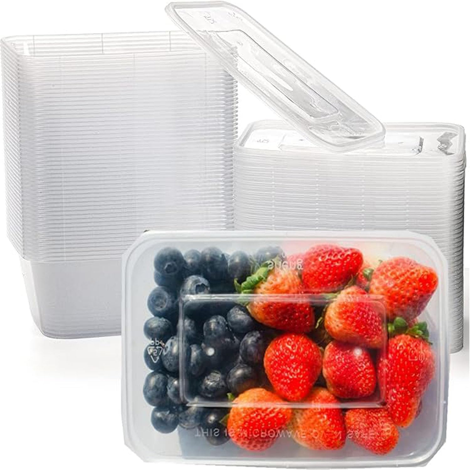 50 Packs Rectangular Plastic Covered Takeaway Box Container, Takeaway Food Container, Reusable Plastic Container, 500Ml Takeaway Container, Restaurant Packaging Box image number 1