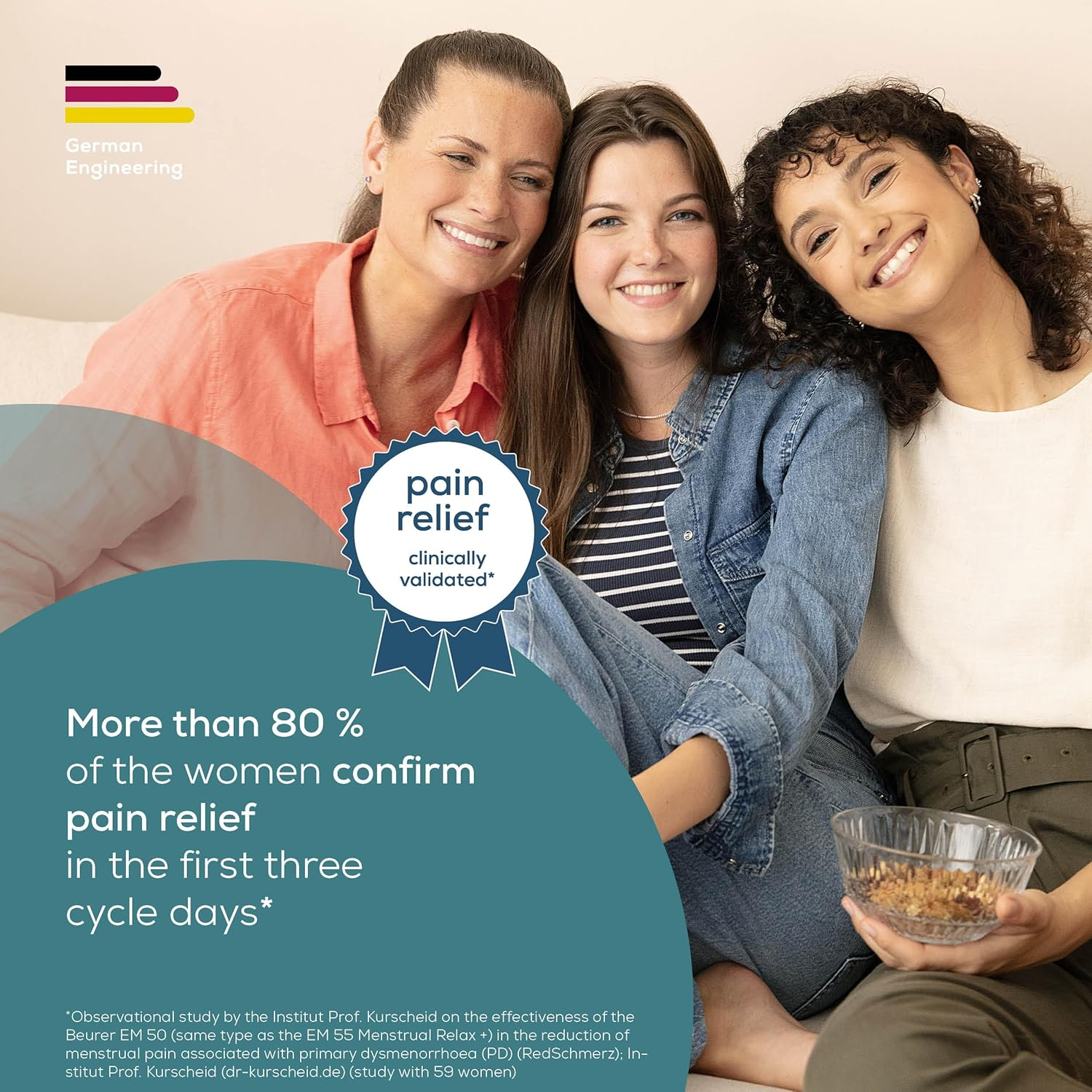 Beurer EM55 Menstrual Relax+ | TENS & Heat for Natural Menstrual Pain Relief | Larger Heating Surface | Suitable for Endometriosis | Rechargeable Battery | Wear under Clothes | Medical Device