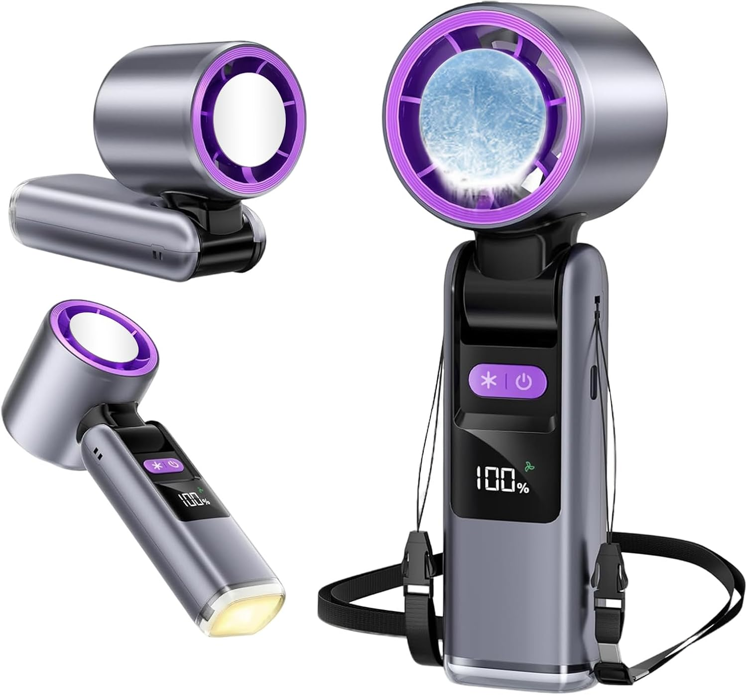 LETOUR Portable Handheld Fan with Cooling Plate, 4000Mah Rechargeable, 5 Speed Settings, 3-Second Fast Cooling Ice Technology for Summer Travel, Outdoor, Office image number 3