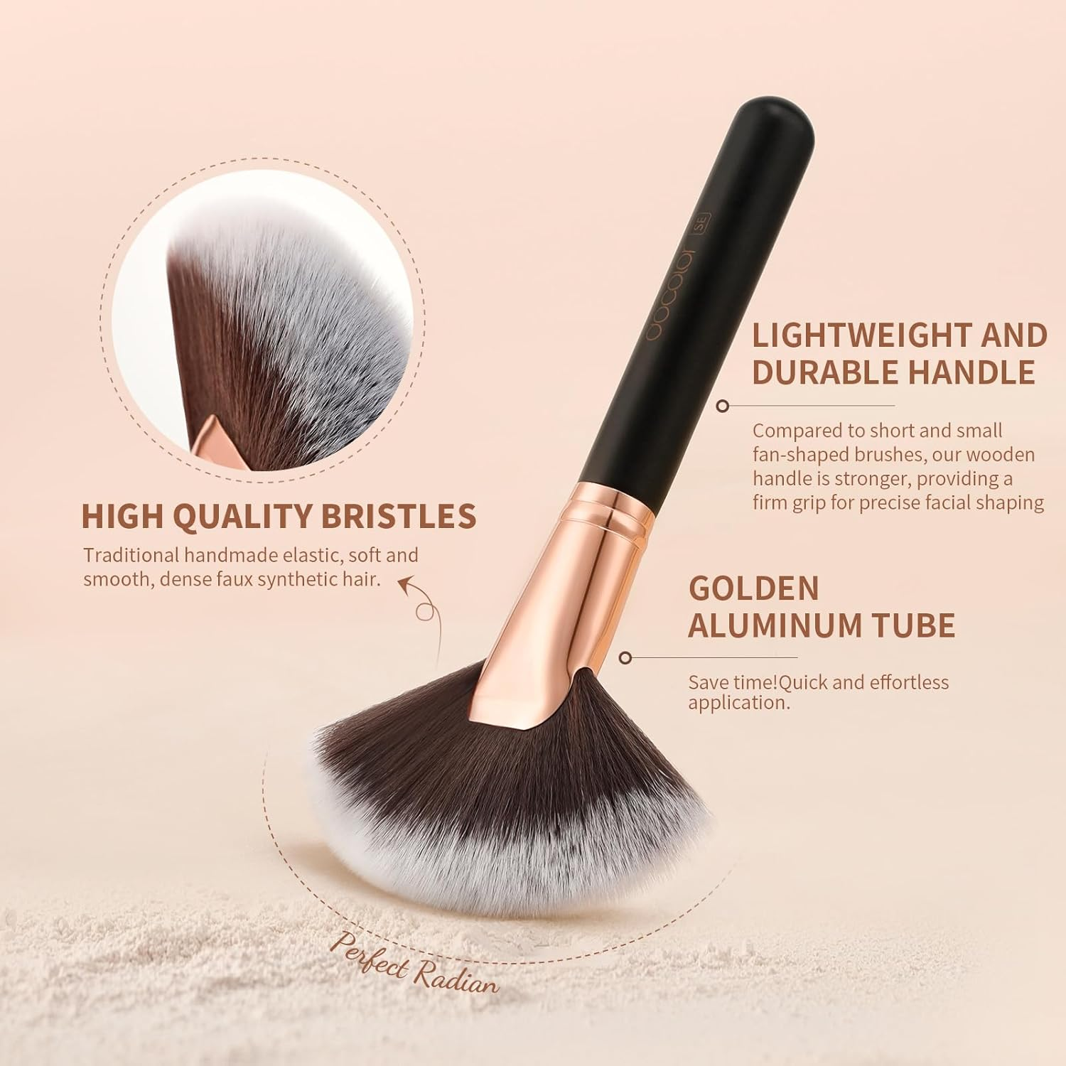 Docolor Fan Brush Face Makeup Brush Professional Highlighting Make up Brushes Blush Bronzer Cheekbones Brush Soft Cosmetic Tool image number 2
