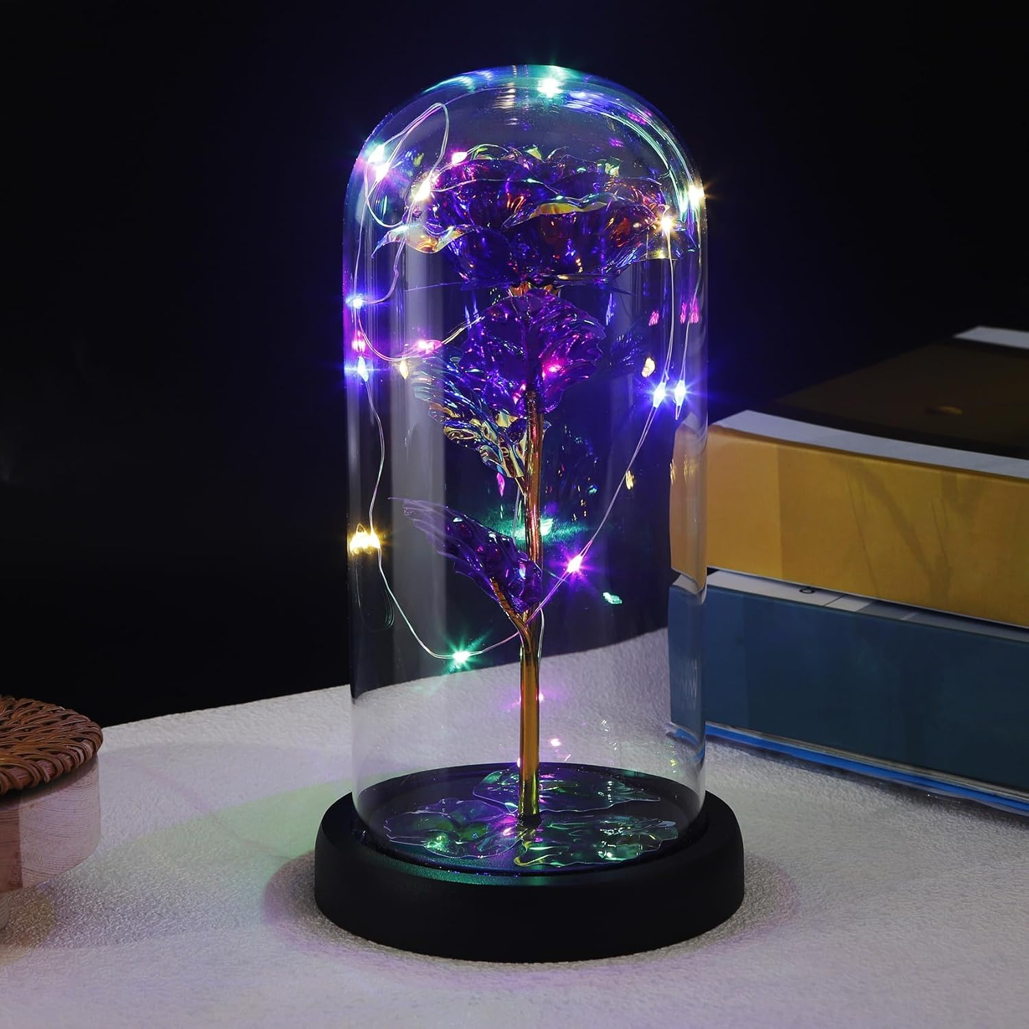 Birthday Gifts for Women Gifts for Mom Gifts for Women Gifts for Sister Grandma Rose Flower in Glass Dome Housewarming Gifts Valentines Day Gifts New Home Rose for Valentines Day Battery Not Included