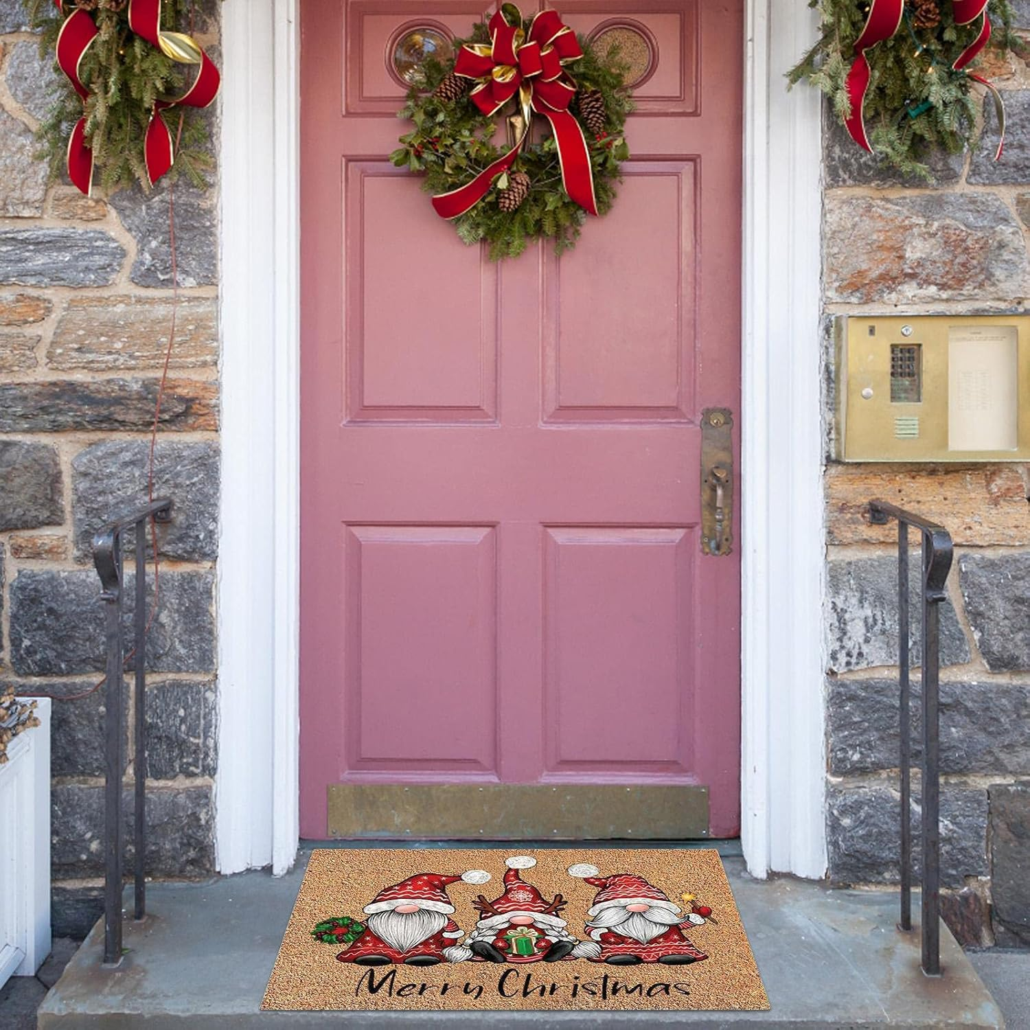 Christmas Decorative Doormat, Lovely Christmas Welcome Doormat Non Slip and Washable Winter Door Mat, Christmas Holiday Home Decoration image number 1