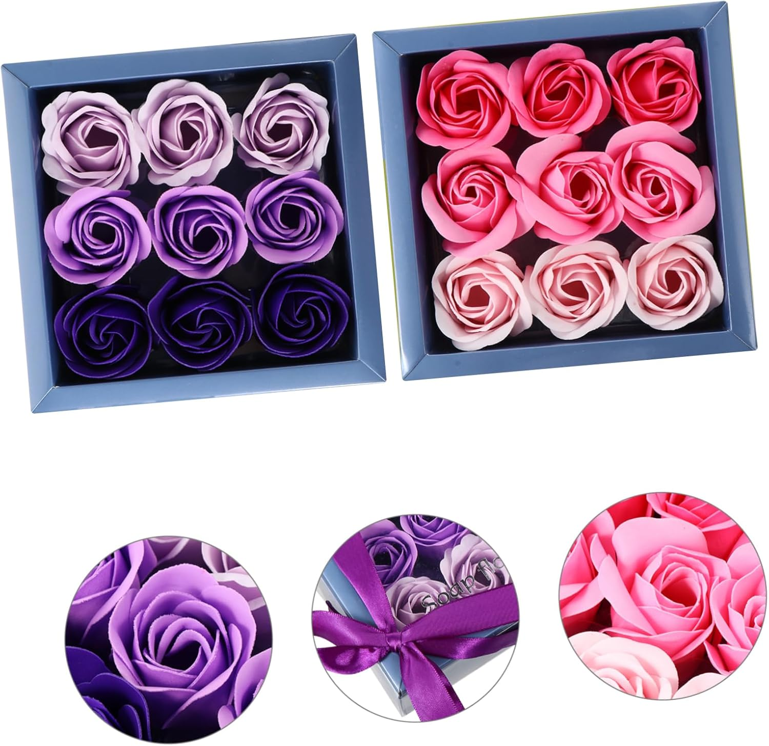 OKUMEYR Gradient Rose Box Flower Bouquet Handmade Rose Soap Bouquet Decorative Present image number 2