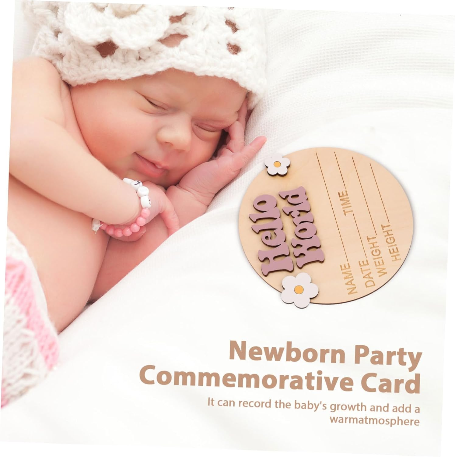 Ibasenice Wood Baby Name Sign and Newborn Announcement Sign for Nursery Rustic Baby Birth Announcement Cards Flower Decor for New Parents - Purple image number 6