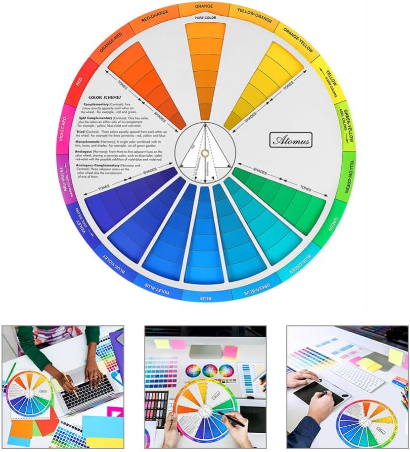 Operitacx 2Pcs Gradient Color Wheel Standard Color Card Mixing Guide for Painting Makeup Blending and Art Class Teaching Tool - 1Pc image number 5