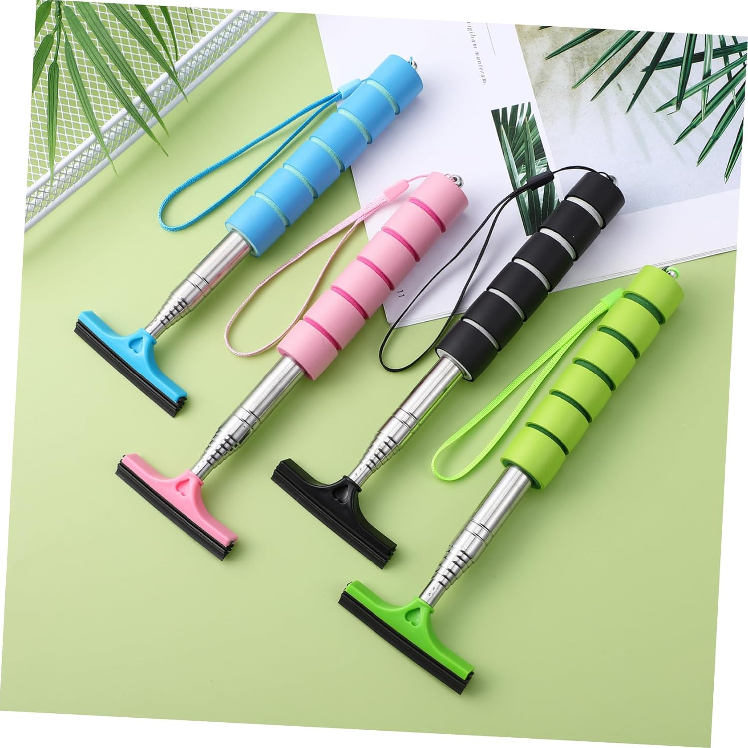 AKOOSY Retractable Car Mirror Squeegees 4Pcs Mini Telescoping Water Wipers for Side and Rear View Mirrors, Compact Car Window Cleaner Set for Automotive Exterior Care image number 2