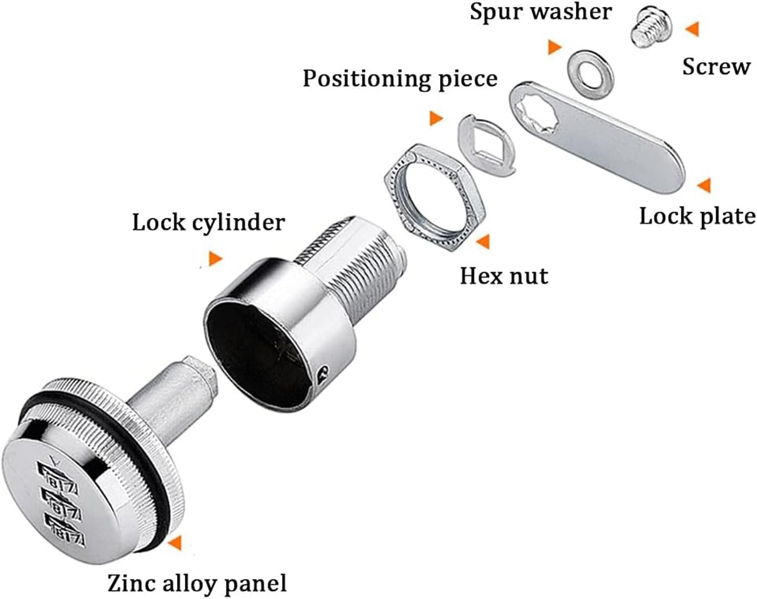 Combination Cam Lock, Combination Cabinet Lock, Chrome Zinc Alloy Password Coded Lock, 3-Digit Security Locks, Wardrobe Lock, Drawer Lock for Gym Storage, Toolbox, Deposit Box, Mailbox image number 2