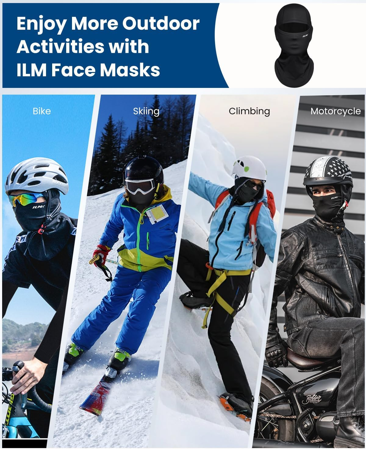 ILM Motorcycle Balaclava Face Mask for Ski Snowboard Cycling Working Hunting image number 4