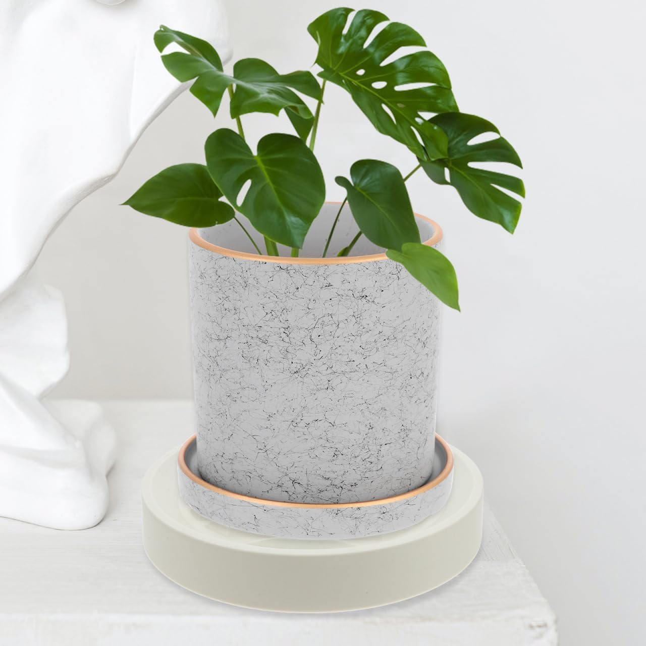 YARNOW Mobile Flower Pot Tray with Wheels - Thickened Plant Saucer for Easy Movement and Water Storage 28.5X24Cm White image number 2