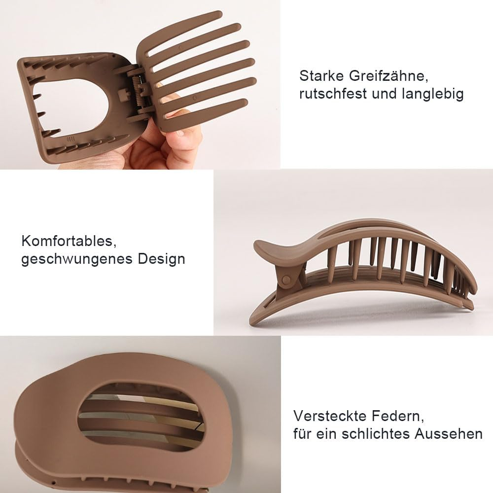 CUEMOON Pack of 5 Hair Clips for Women, French Hair Clips, Curved Design, Flat Claw Clip for Thin Hair and Thick Hair