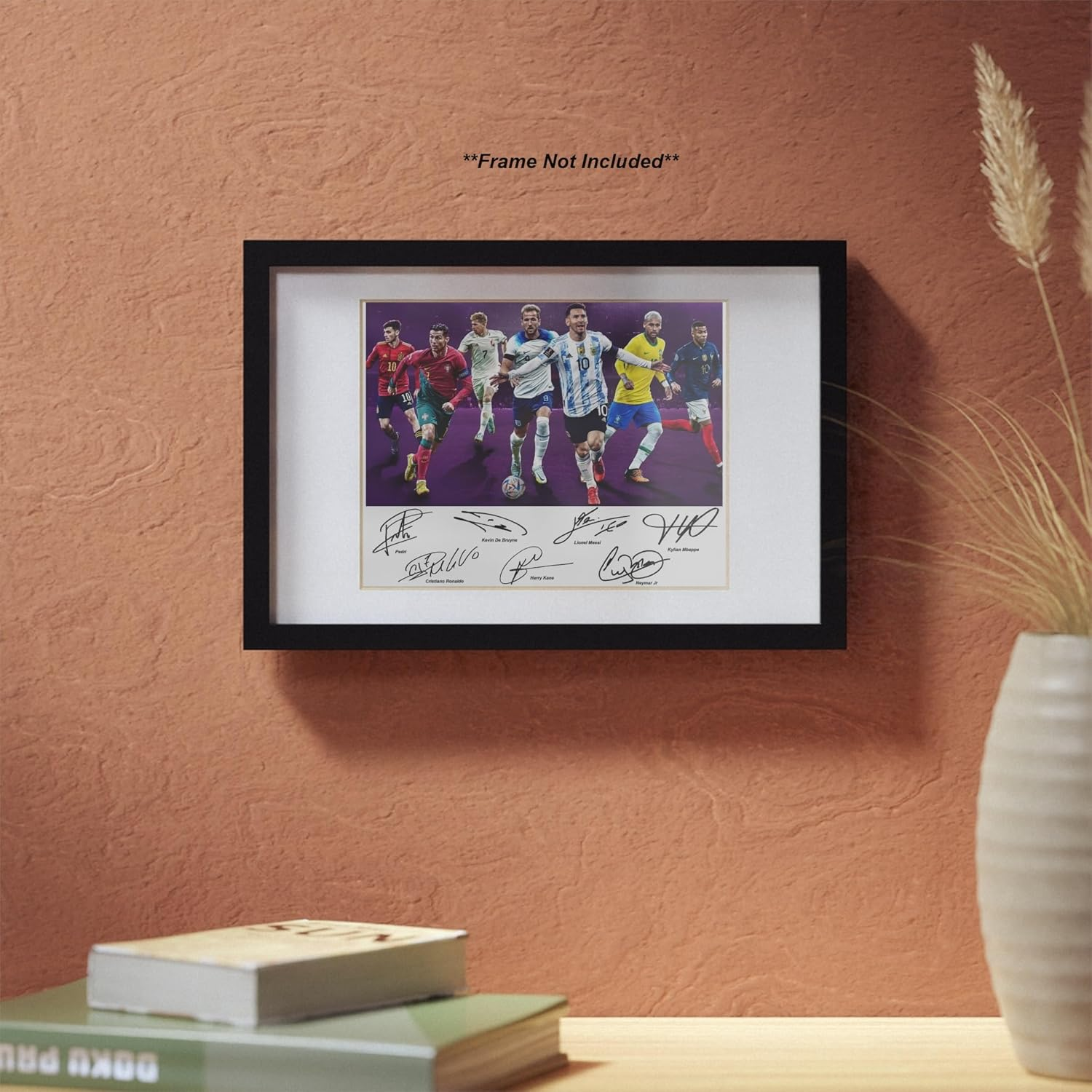 Cristiano Ronaldo Lionel Messi Neymar Jr Kane Pedri Mbape Soccer Superstars Signed Photo Autograph Print Wall Art Home Decor image number 1