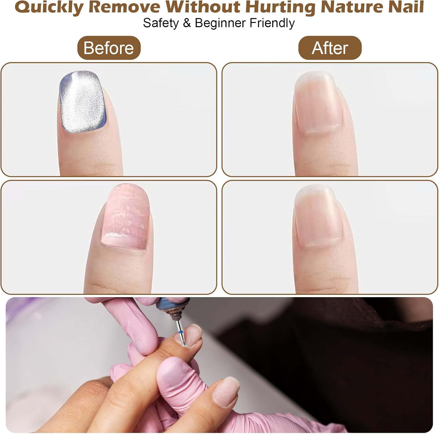 3-Piece Nail Cutter Bits Set, Conical Micro Cuticle Drill Bit, Multifunctional Cutter Bits, Cuticle Cleaning Nail Drill, Nail Cutter Attachments for Manicure, Pedicure, Cuticle, Polishing, Acrylic Gel image number 1