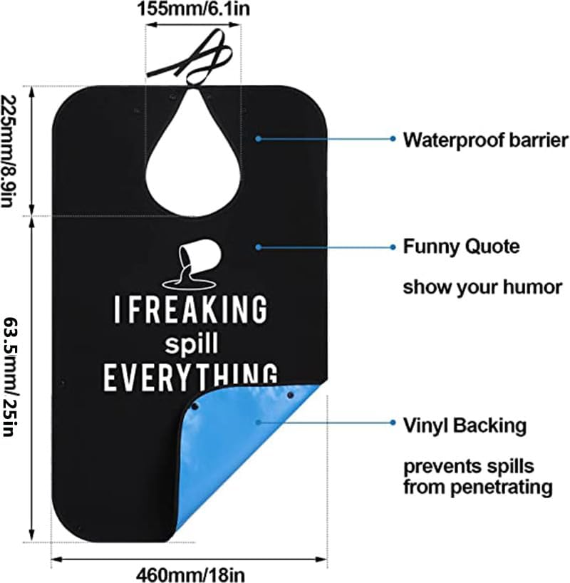 Adult Bibs with Crumb Bib Adjustable Eating Clothing Protectors (Black, 1 PC) image number 2