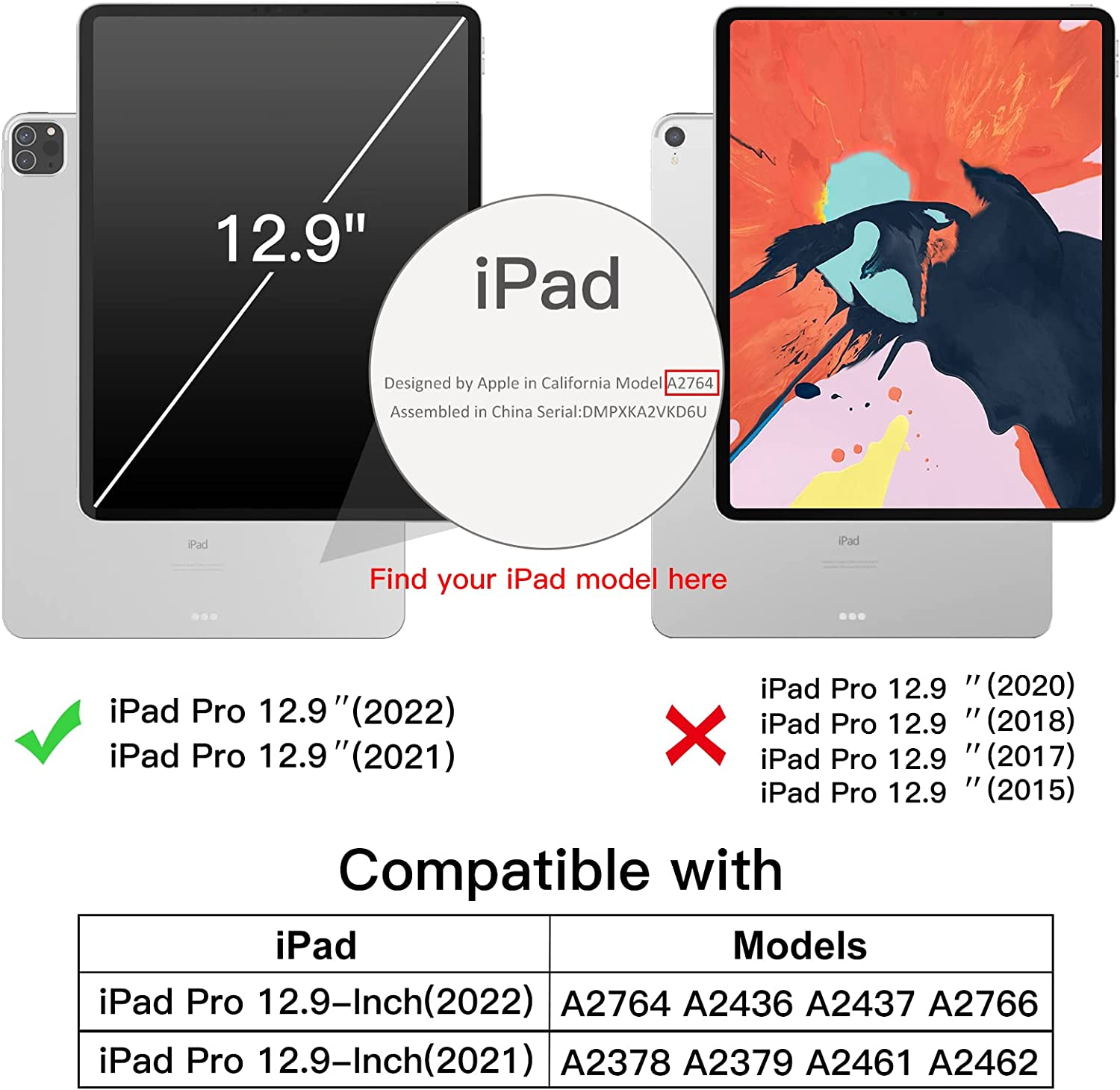 Jetech Case for Ipad Pro 12.9-Inch (6Th/5Th Generation, 2022/2021 Model), Slim Stand Hard Back Shell Smart Cover with Auto Wake/Sleep (Navy)