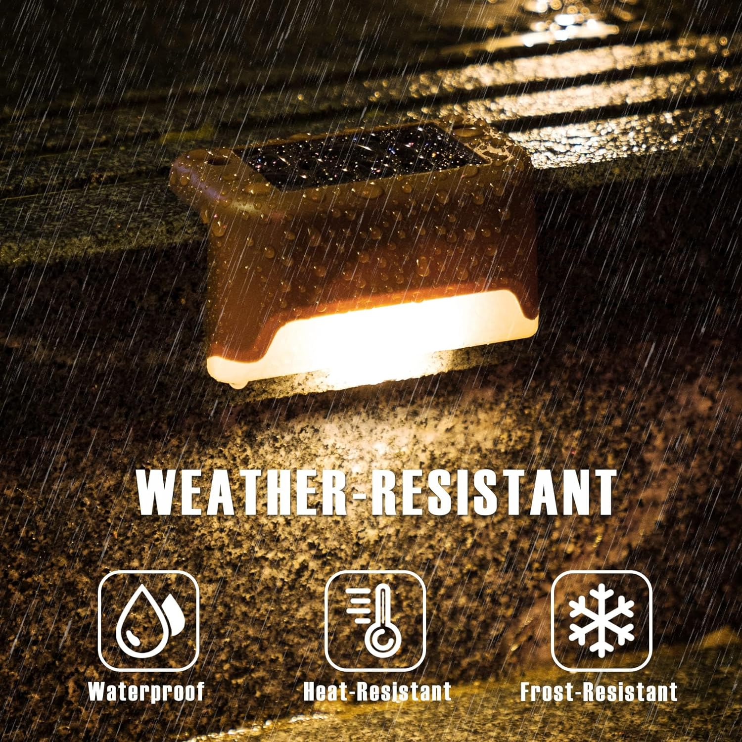 Solar Deck Lights Outdoor, Step Lights IP65 Waterproof Led Solar Light for Outdoor Stairs, Step, Fence, Yard, Patio, Backyard and Pathway(Warm White)-16 Pack image number 4