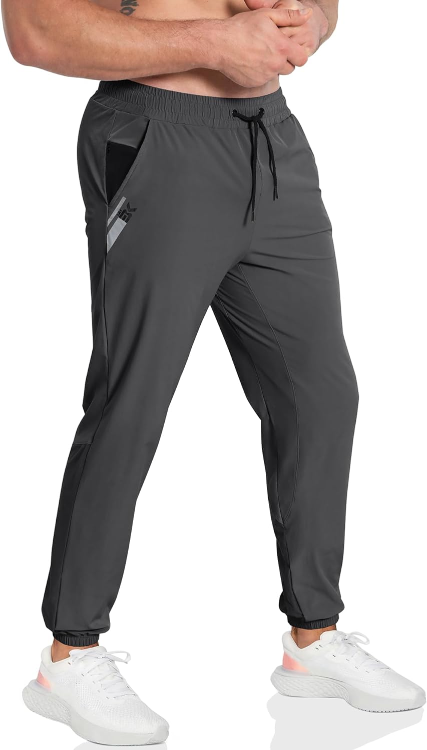 BROKIG Men'S Clashing Joggers Pants,Lightweight Workout Gym Track Pants Mesh Leg Casual Sports Running Sweatpants with Zip Pocket
