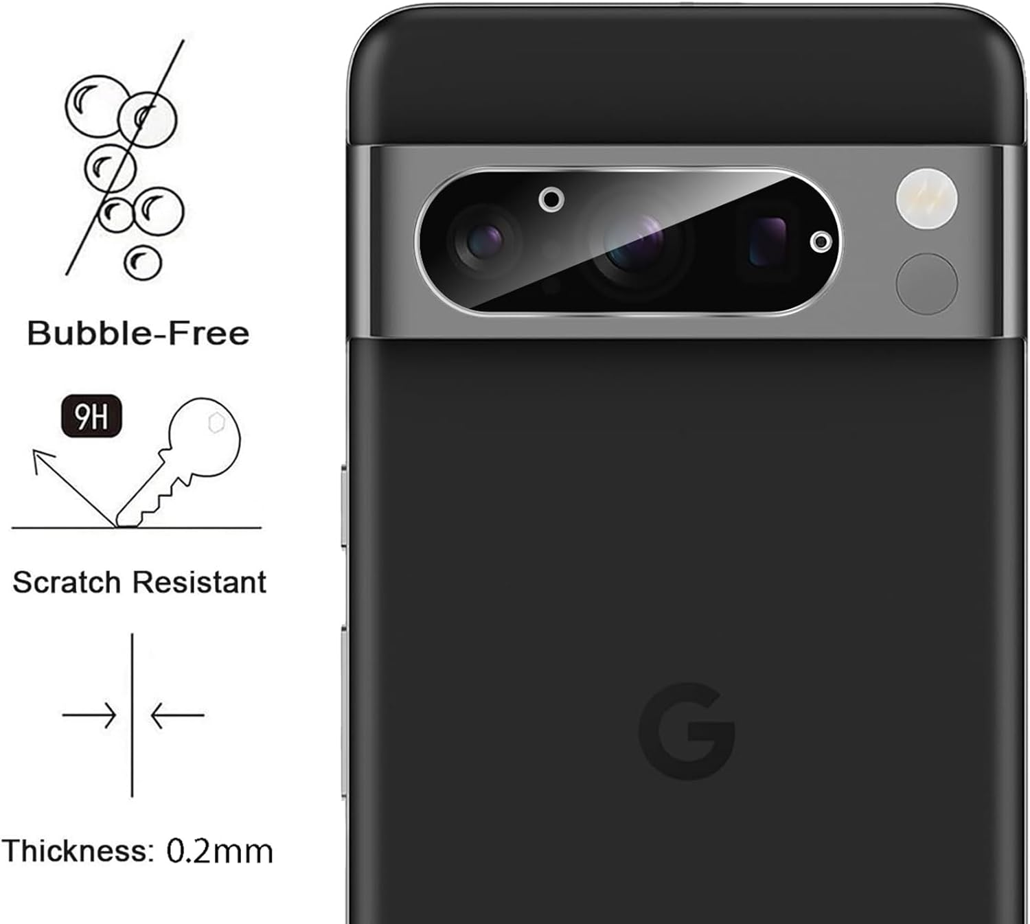 GIOPUEY [Ultra Thin 4 Pack Camera Lens Protector Compatible with Google Pixel 8 Pro, HD Tempered Glass Camera Protector for Google Pixel 8 Pro image number 1