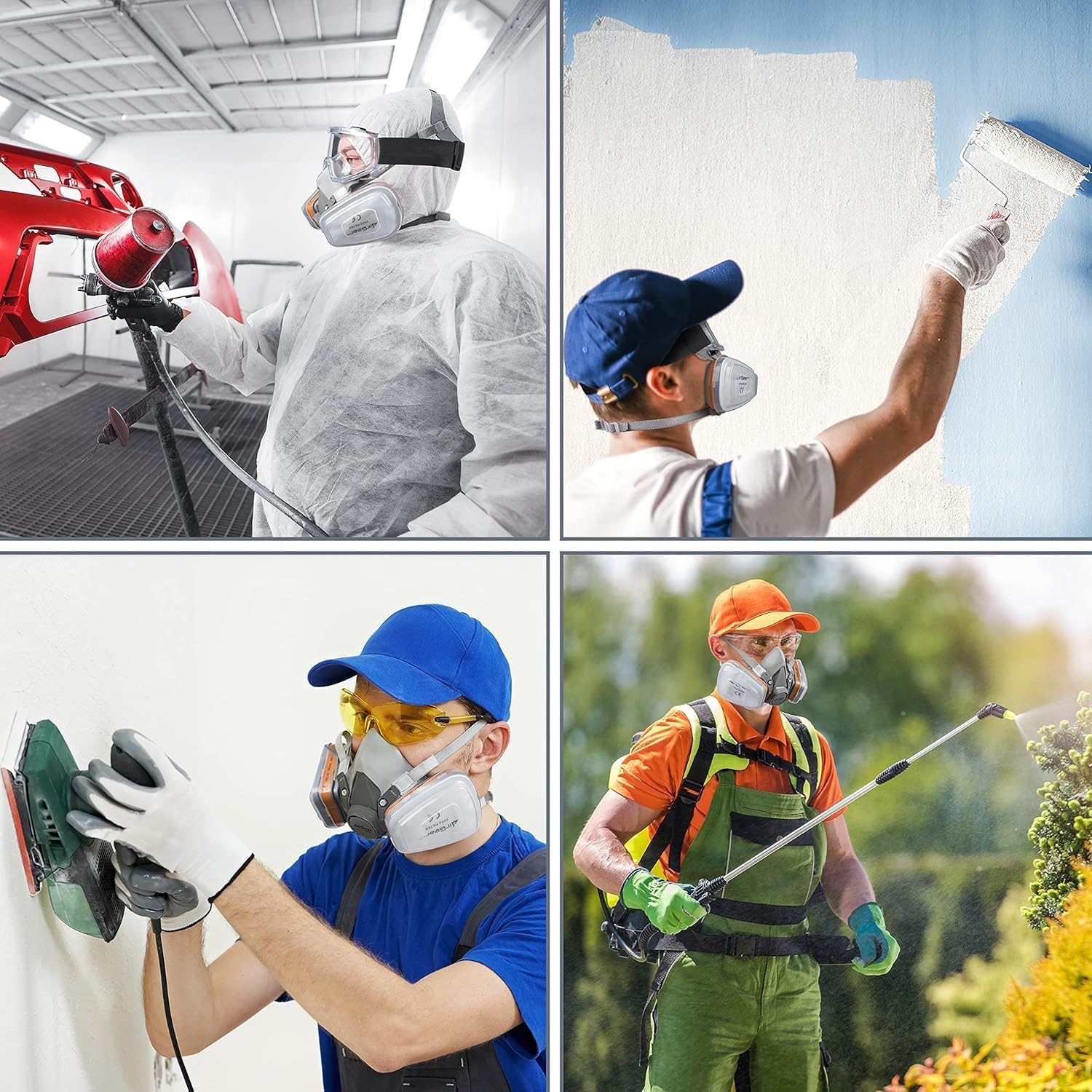 Respirator Reusable Half Face Cover, Gas Cover Organic Vapor Mask with Safety Glasses, for Painting, Chemical, Organic Vapor, Welding, Polishing, Woodworking and Other Work Protection image number 1