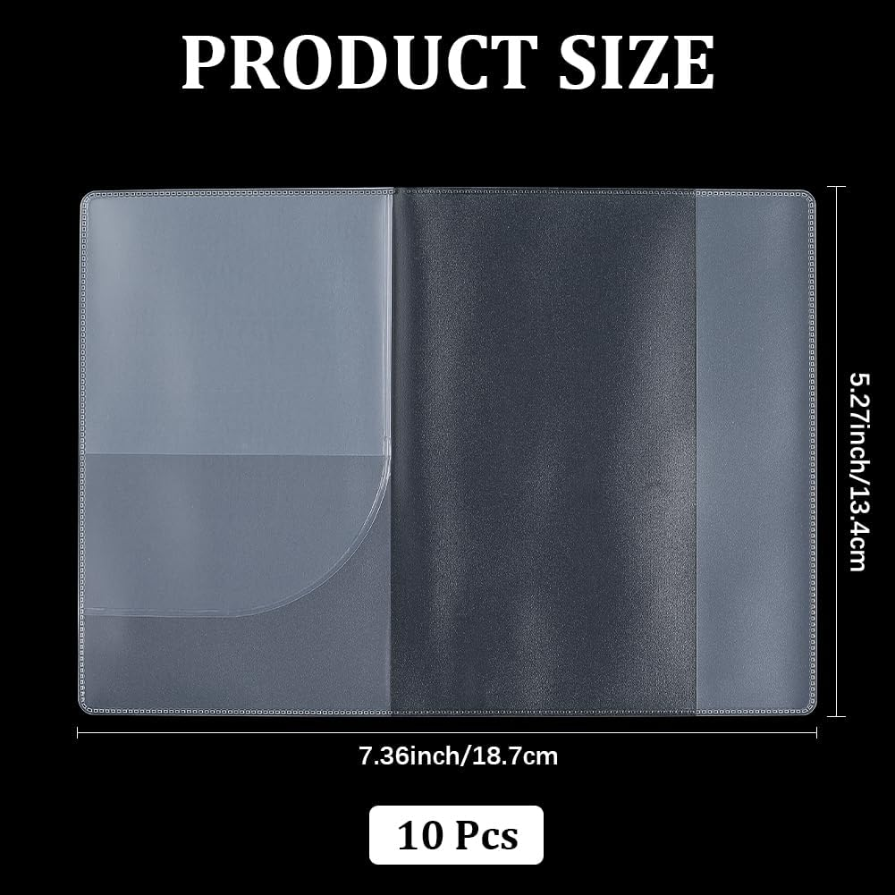 CREATCABIN 10 Pcs Passport Cover Clear Waterproof PVC Plastic Frosted Passport Protector Case ID Card Holder Sleeve Thin Credit Card Travel Document Organizer Covers for Women Men 7.4 X 5.3 Inch image number 5