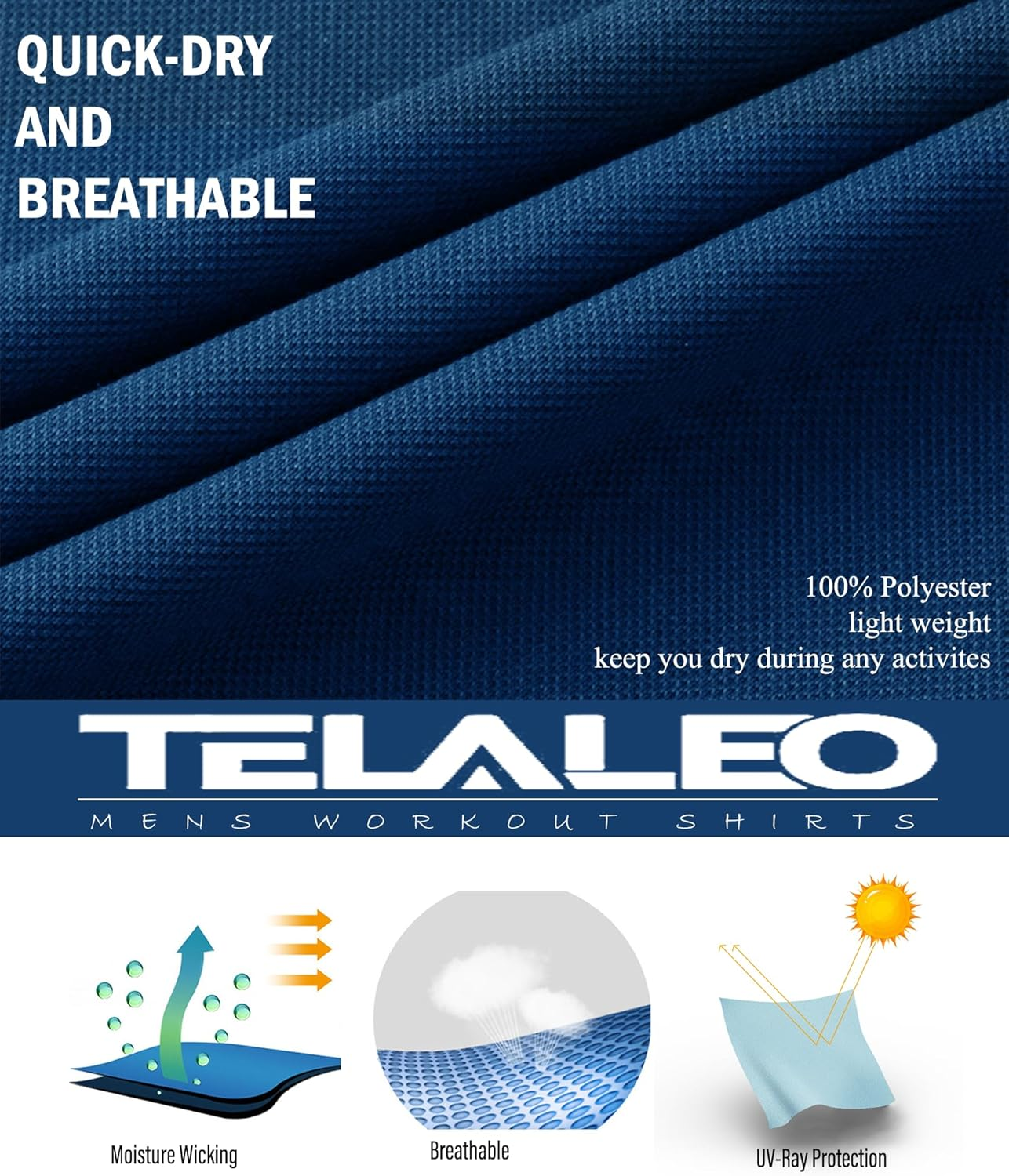 TELALEO 3 Pack Mens Workout Running T-Shirts Gym Athletic Tops Quick-Dry Breathable Tee Short Sleeve Workout Sportswear image number 5