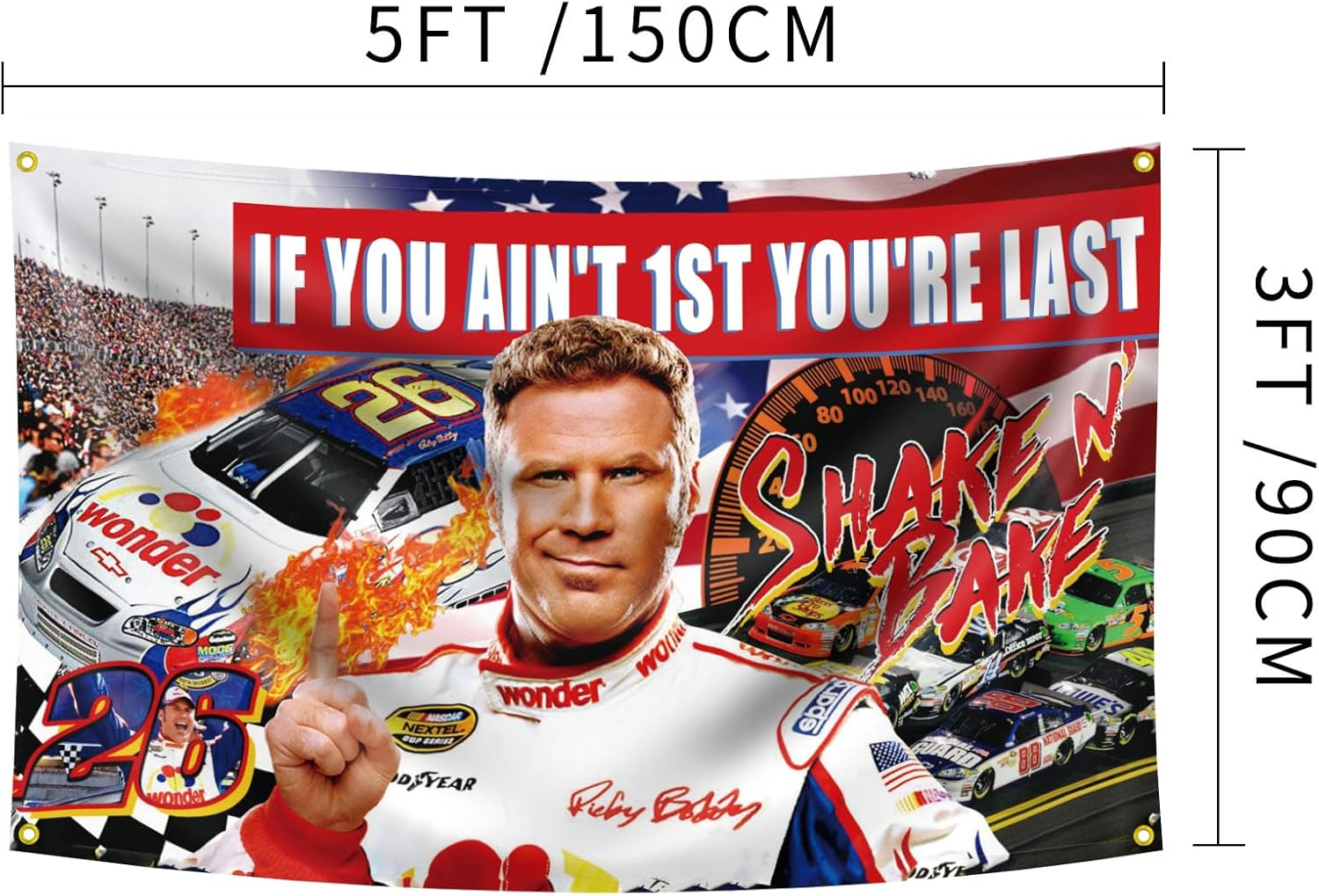If You Ain'T 1St First You'Re Last Flag for Talladega Nights Ricky Bobby，3X5 Feet Flag Funny Poster Durable Man Cave Wall Flag with Brass Grommets This Beautiful Entertaining Banner Flag for College image number 1