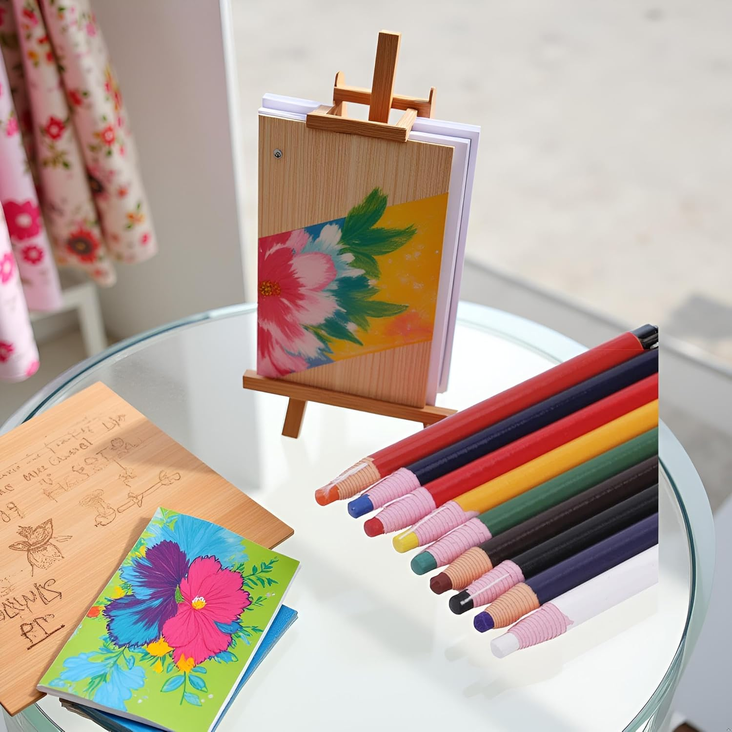 Ymhapp 9 Pieces Assorted Colors Peel off Porcelain Markers Grease Wax Pencils for Glass, Garments, Cellophane, Fabric, Wood, Metal, Art Painting Pens, Marking Pens, Paper Wrapped Painting Pen For image number 2