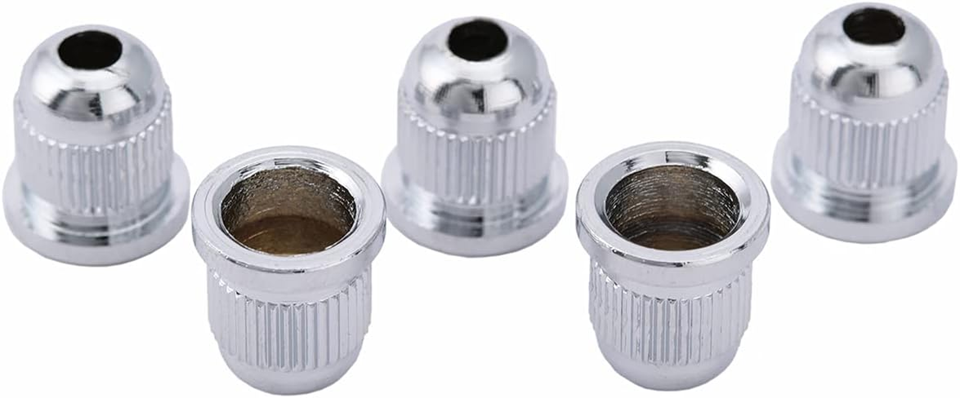 Musiclily Pro 13.2Mm Steel through Body String Mounting Ferrules for Electric Bass, Chrome (Set of 5) - Chrome image number 4