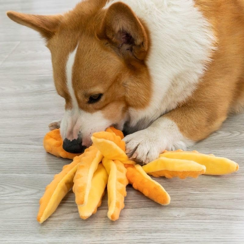 Dog Squeak Toys No Stuffing Crinkle Plush Dog Toys for Puppy Teething, Durable Interactive Dog Chew Toys for Small to Medium Dogs Training and Reduce Boredom, 2 Pack (Green+Orange) image number 2