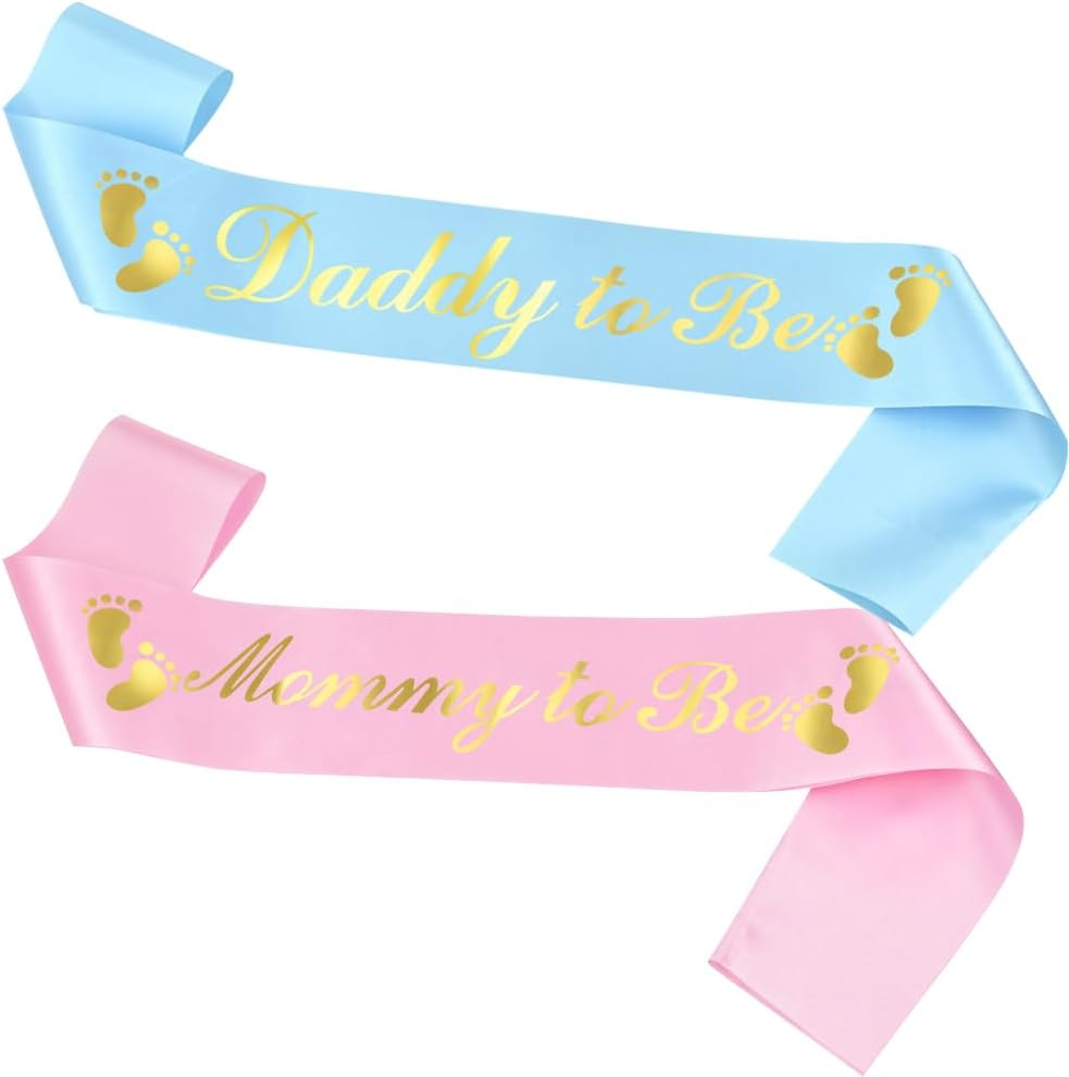 Daddy Mommy to Be Sash for Baby Shower Party Sashes New Mom Dad Gifts Gender Reveal Newborn Party Favors Pregnancy Announcement Sash for New Mother Father 2Pcs image number 5