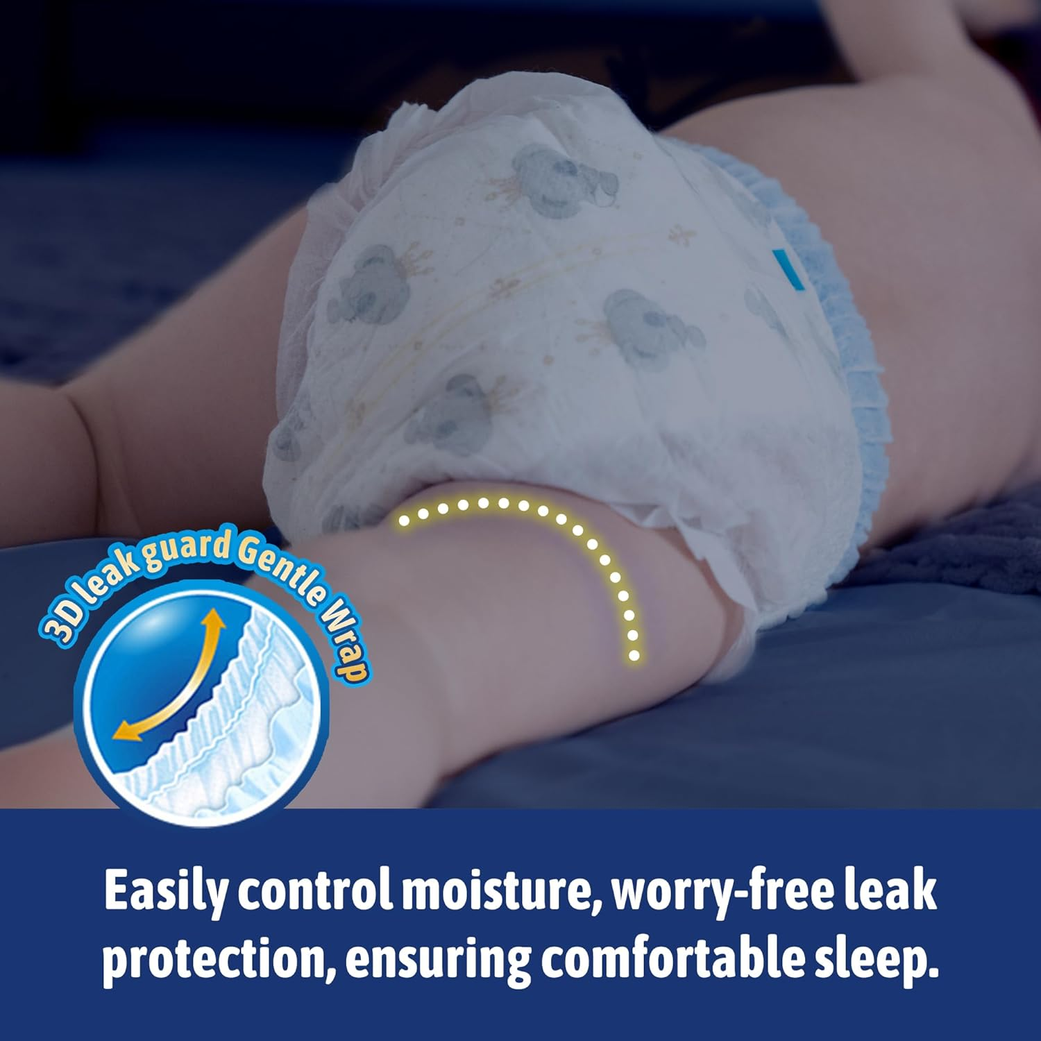 AIWIBI Ultimate Comfort Overnight Nappy Pants, Size 4, 360 Pull-On Disposable Baby Nappy Pants,Super Absorbent 44 Count (9-14 Kg), Nighttime Underwear image number 4