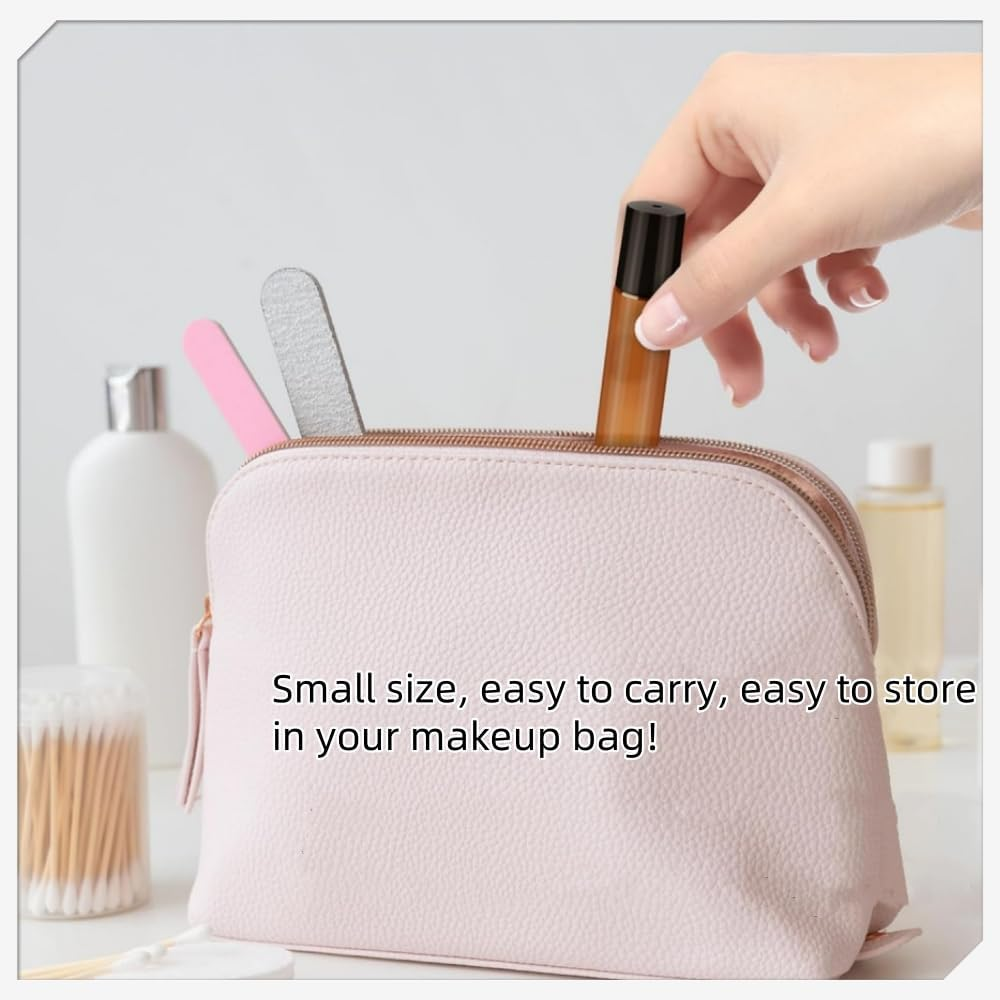 6 Pack Roll on Bottles, 5Ml/10Ml Roller Bottles for Essential Oils, Amber Thick Glass Roller Bottles for Oils, with Stainless Steel Roller Balls, 2 Droppers