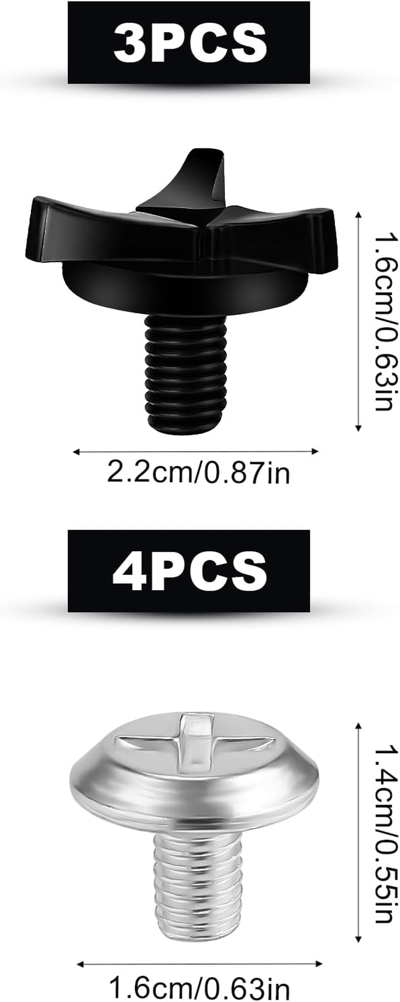 AIEX 7Pcs Motorcycle Helmet Screws, Motorcycle Helmet Visor Screws Helmet Visor Clips Motorcycle Helmet Accessories (Black, Silver) image number 2