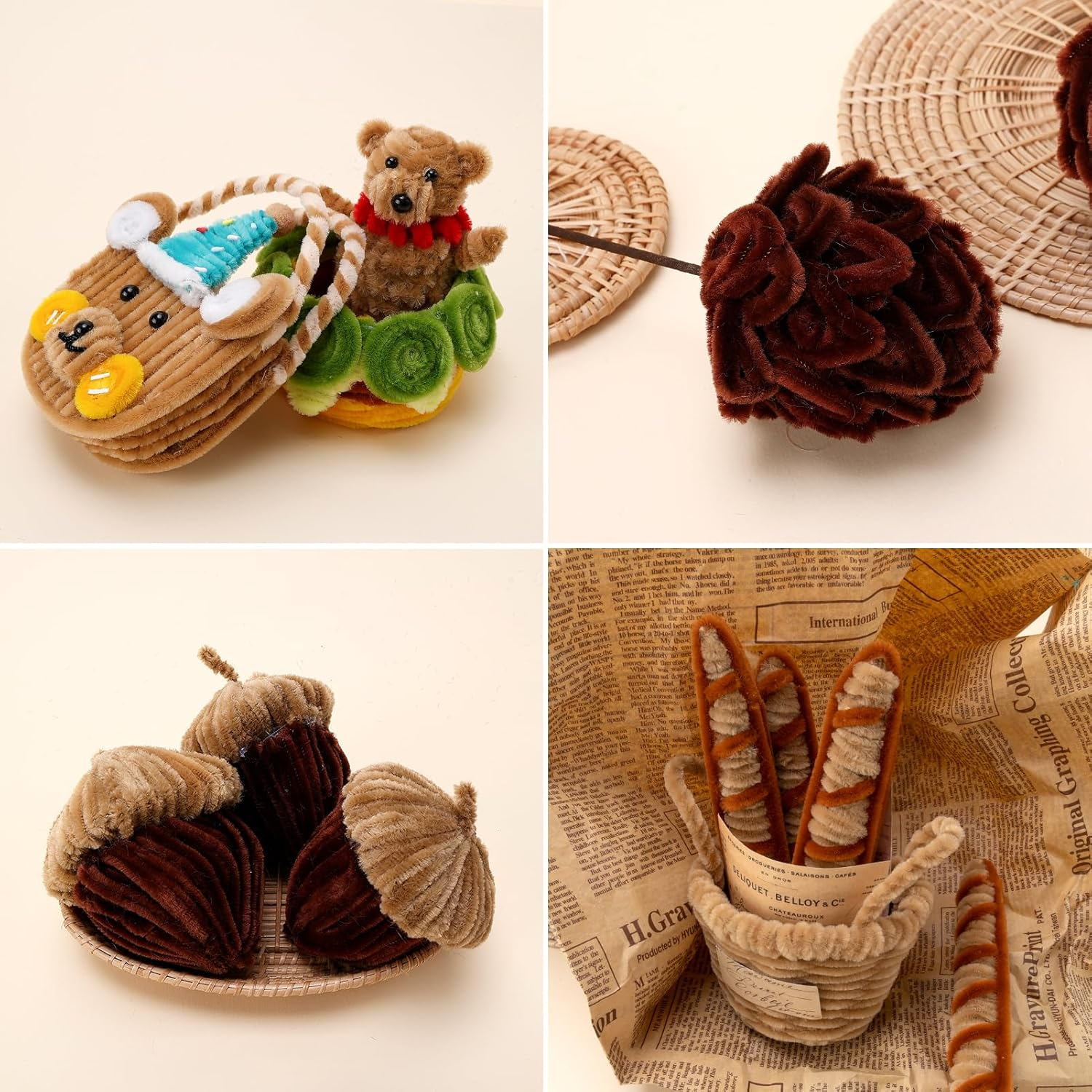 Caydo 200 Pieces Brown Pipe Cleaners Craft Chenille Stems for DIY Art Creative Crafts Party Decorations (12 Inch X 6 Mm) image number 5