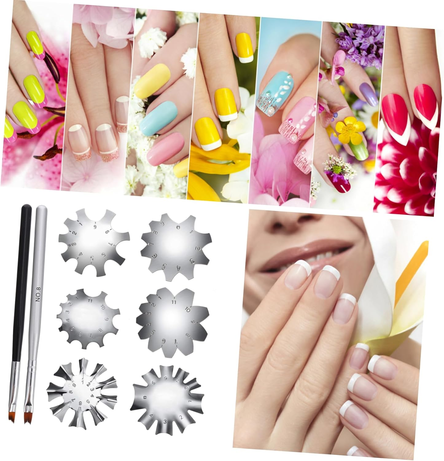 Baluue 8Pcs Gel Cutter Tool French Manicure Templates Nail for Fingernails Toenails image number 4