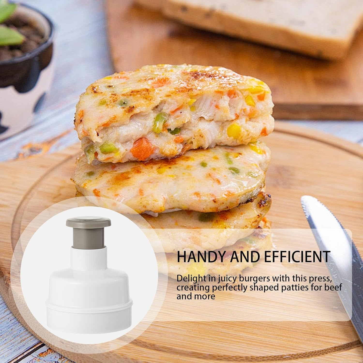 Burger Patty Press,Burger Mold Patty Maker Non Stick Tool - Grilling Tools Ergonomic Kitchen Gadgets for Beef Sausage Bacon Shrimp Cooking Restaurant Home Apartment Camping Barbecue image number 4