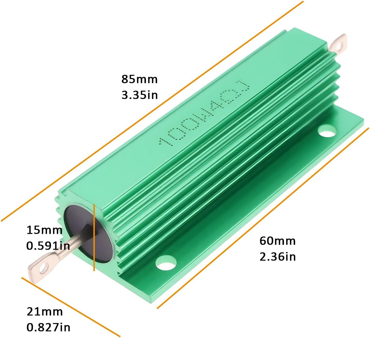 Create Idea 2PCS Aluminum Resistor Load Resistor 100W 4 Ohm for Power Supply Equipment Converter Elevator Green image number 1